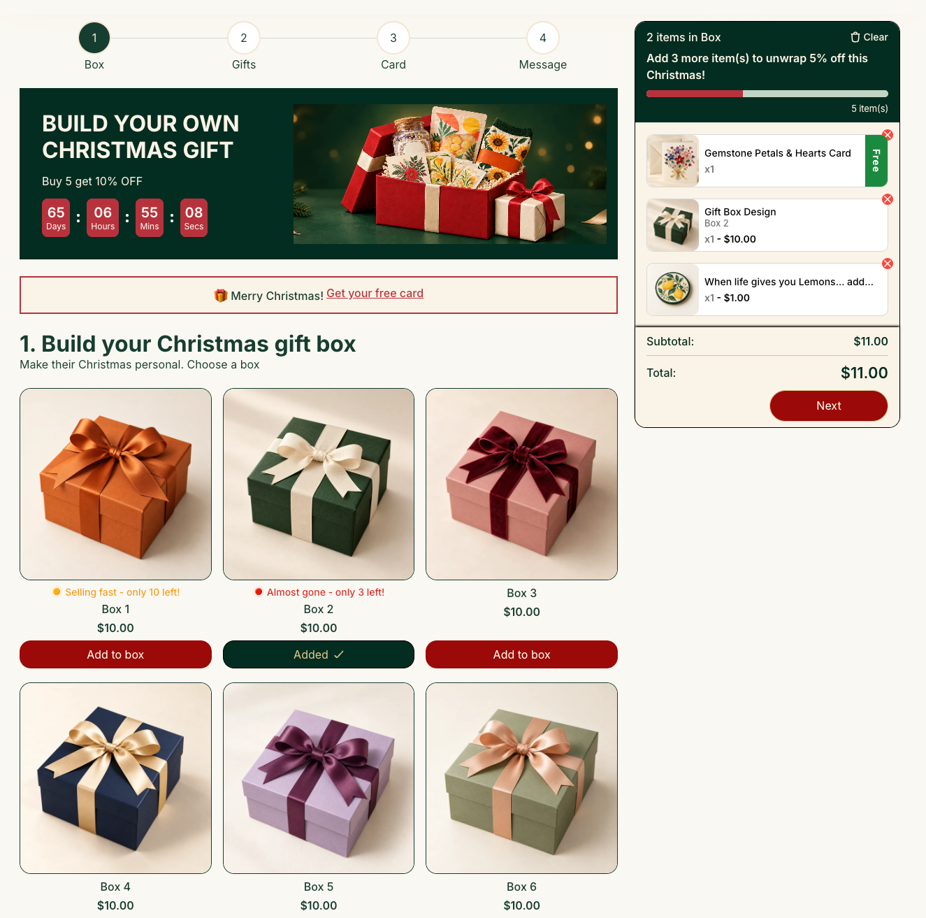Gift template after