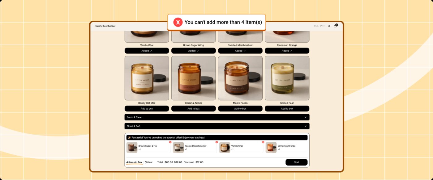 The box blocks a fifth candle with a message