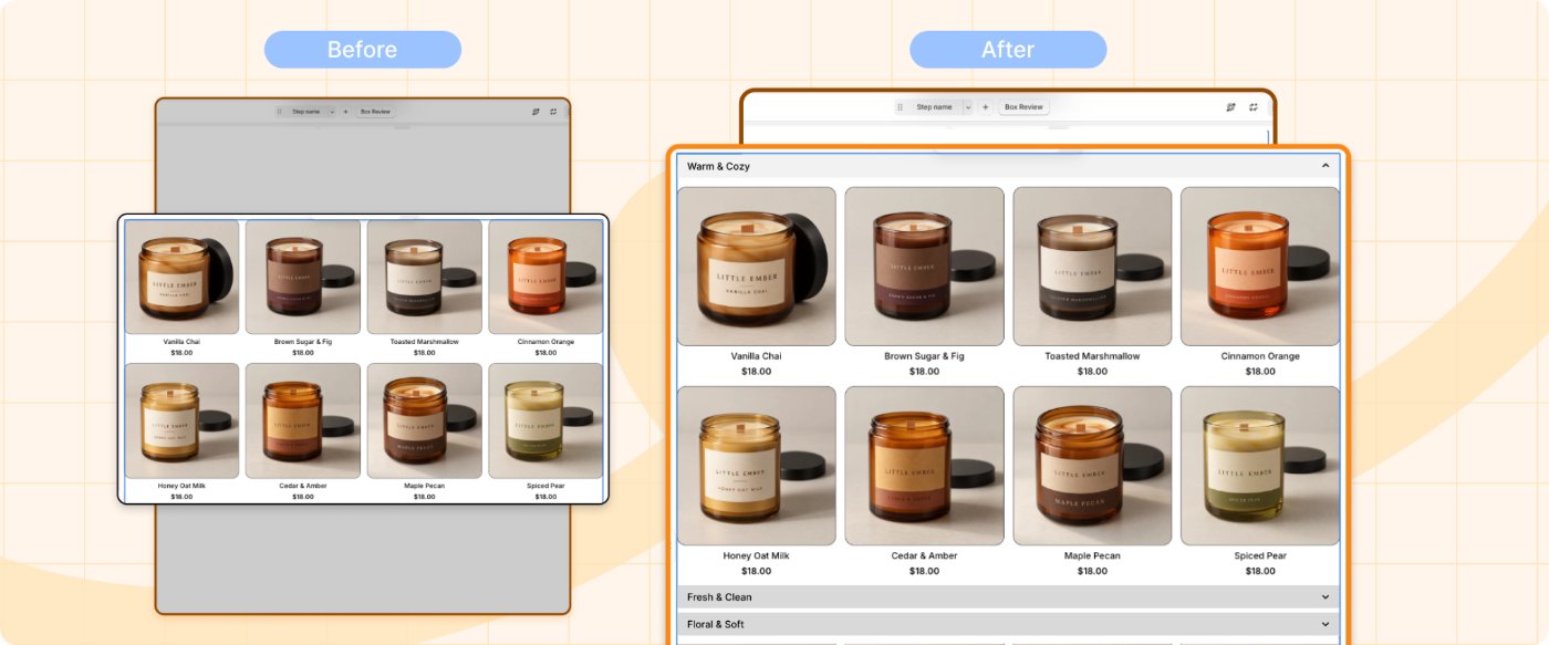Adding product lists to the box