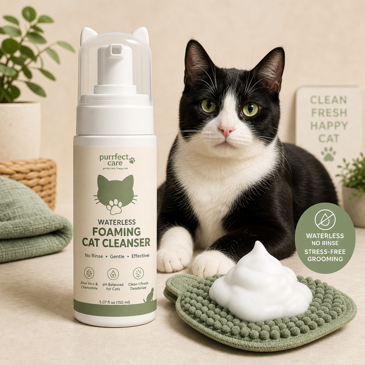 Waterless Foaming Cat Cleanser