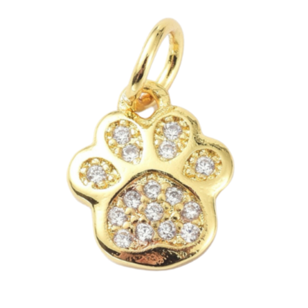 Micro Cubic Zirconia Dog Paw Charm