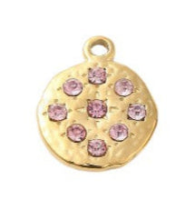 Light Pink CZ Circle Charm