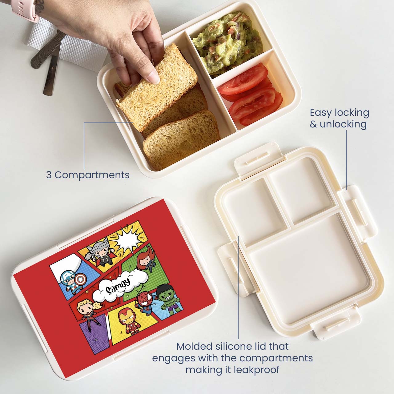 Custom Snack Box & Lunch Box for kids - Superhero Theme