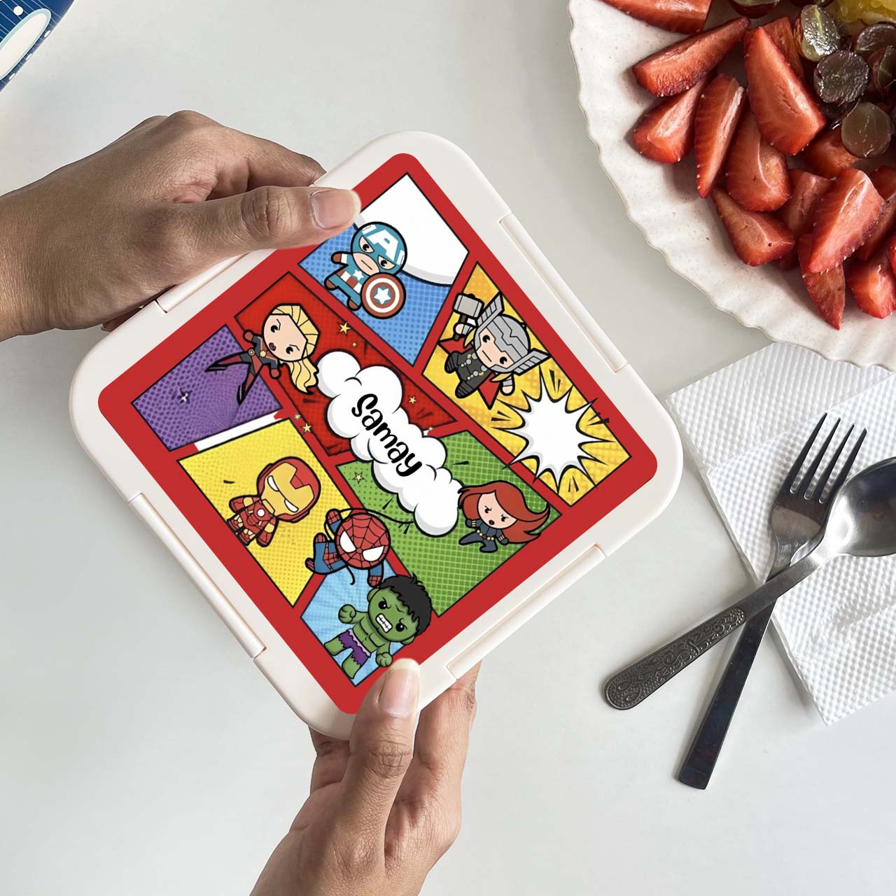 Custom Snack Box & Lunch Box for kids - Superhero Theme