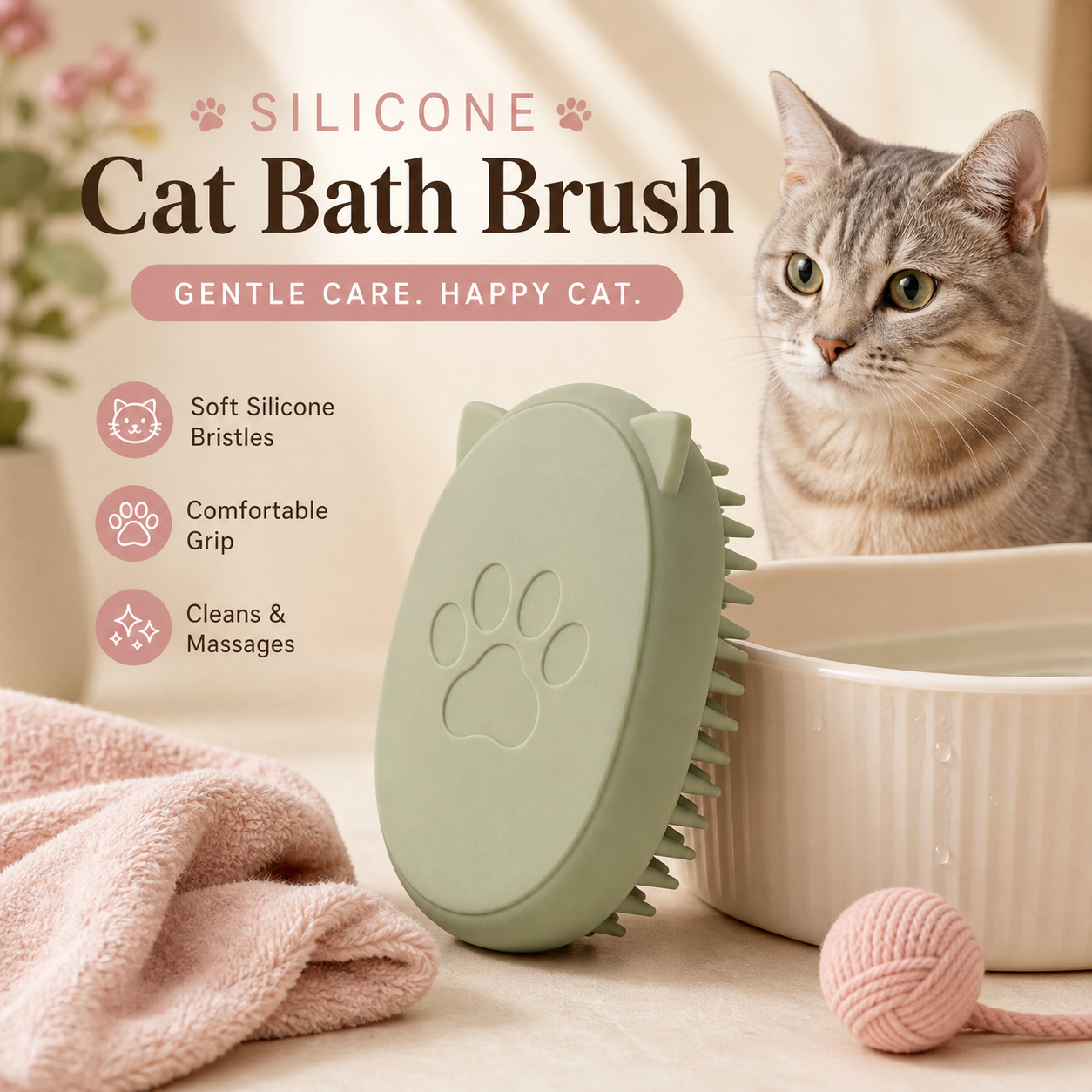Silicone Cat Bath Brush