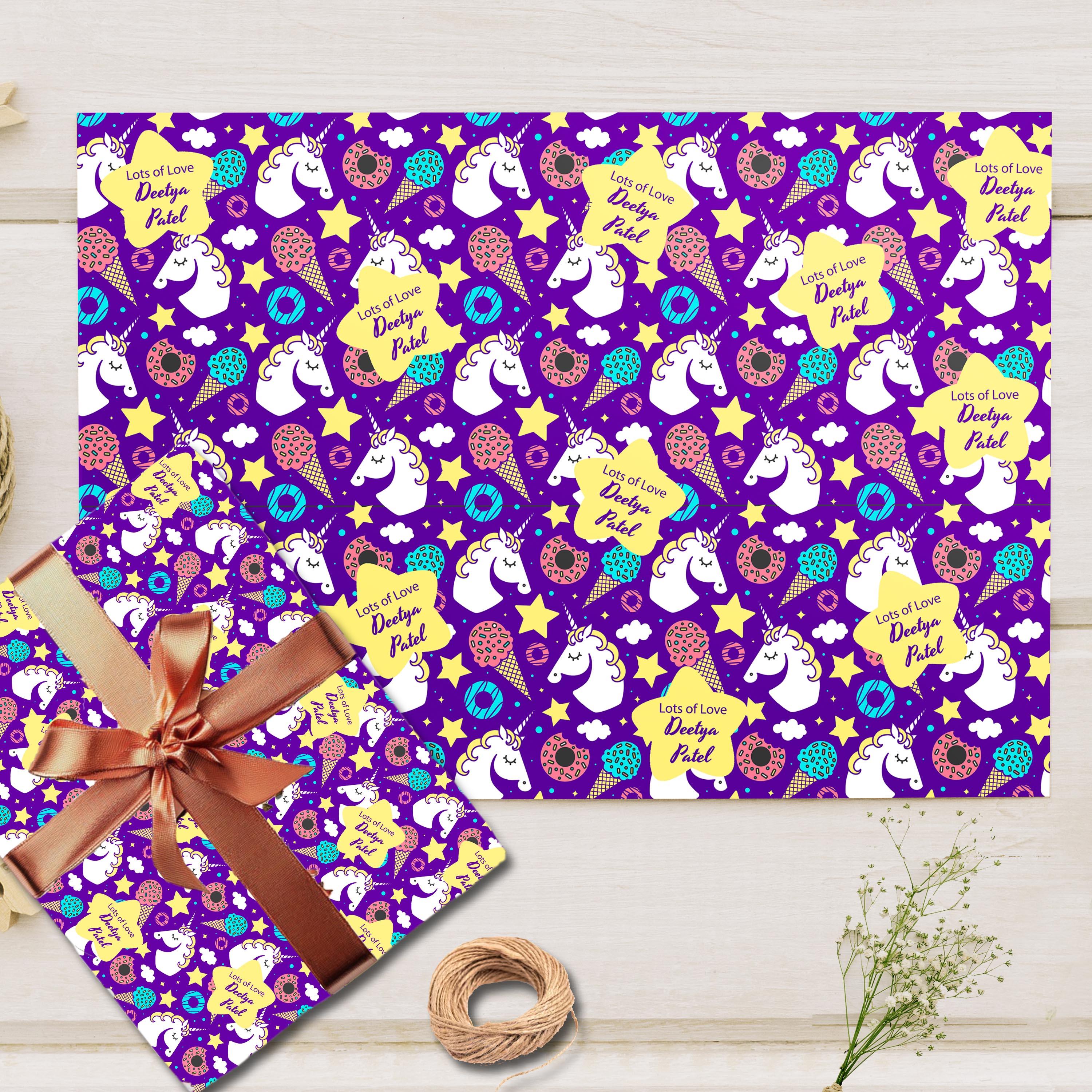 Custom Gift Wrapping Paper- Unicorn Theme