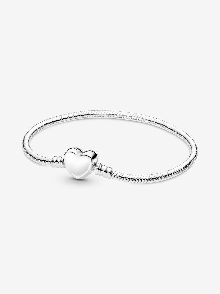 Engravable Heart Clasp Snake Chain Bracelet