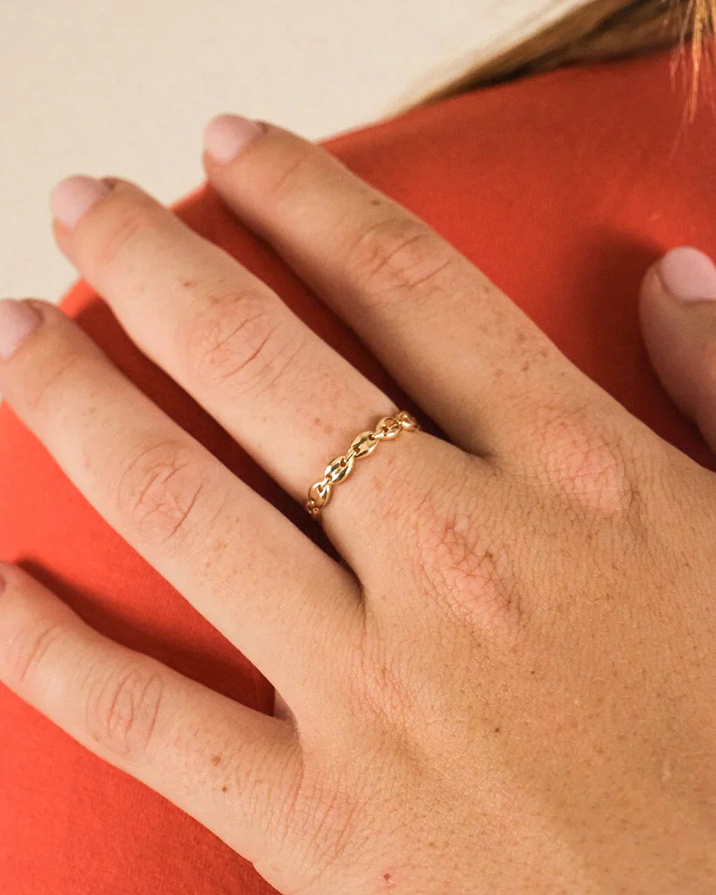 Sterling Silver Janie Anchor Chain Ring