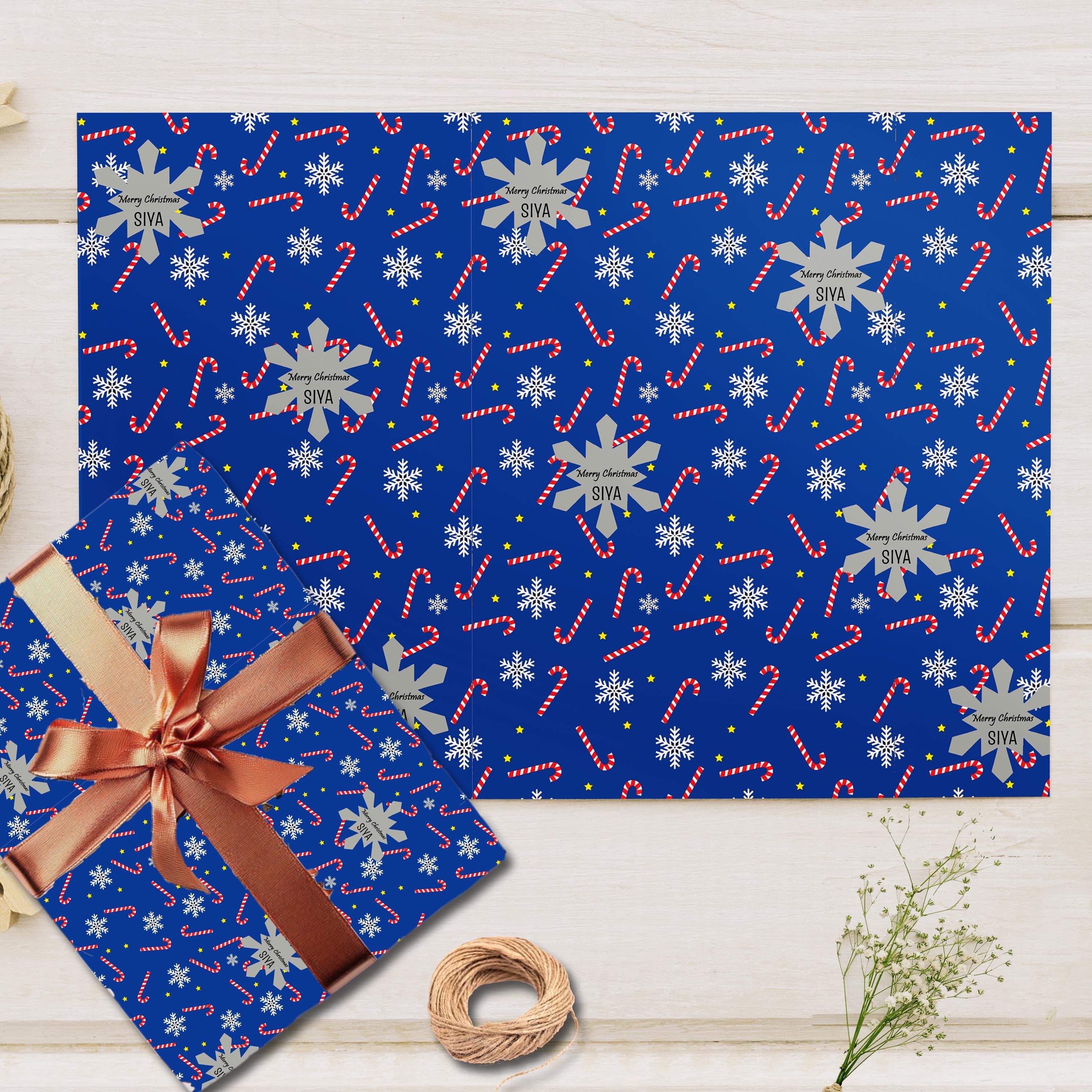 Custom Merry Christmas Gift Wrapping Paper -Snow Flakes Theme
