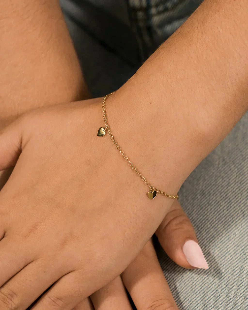 Farrah Stationed Flat Heart Bracelet