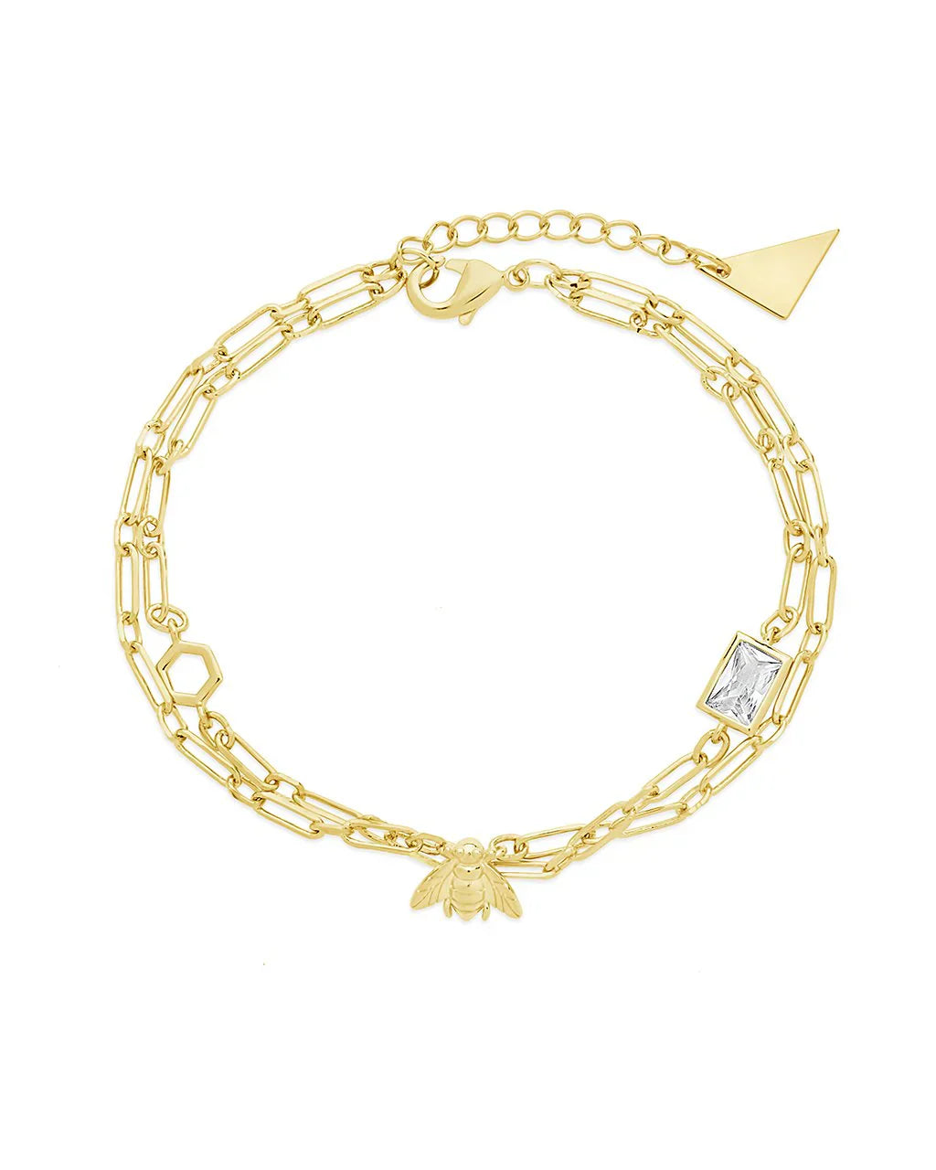 Melina CZ Charm & Layered Chain Bracelet