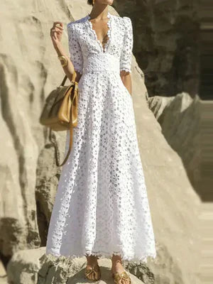Eyelet White Coastal Dress