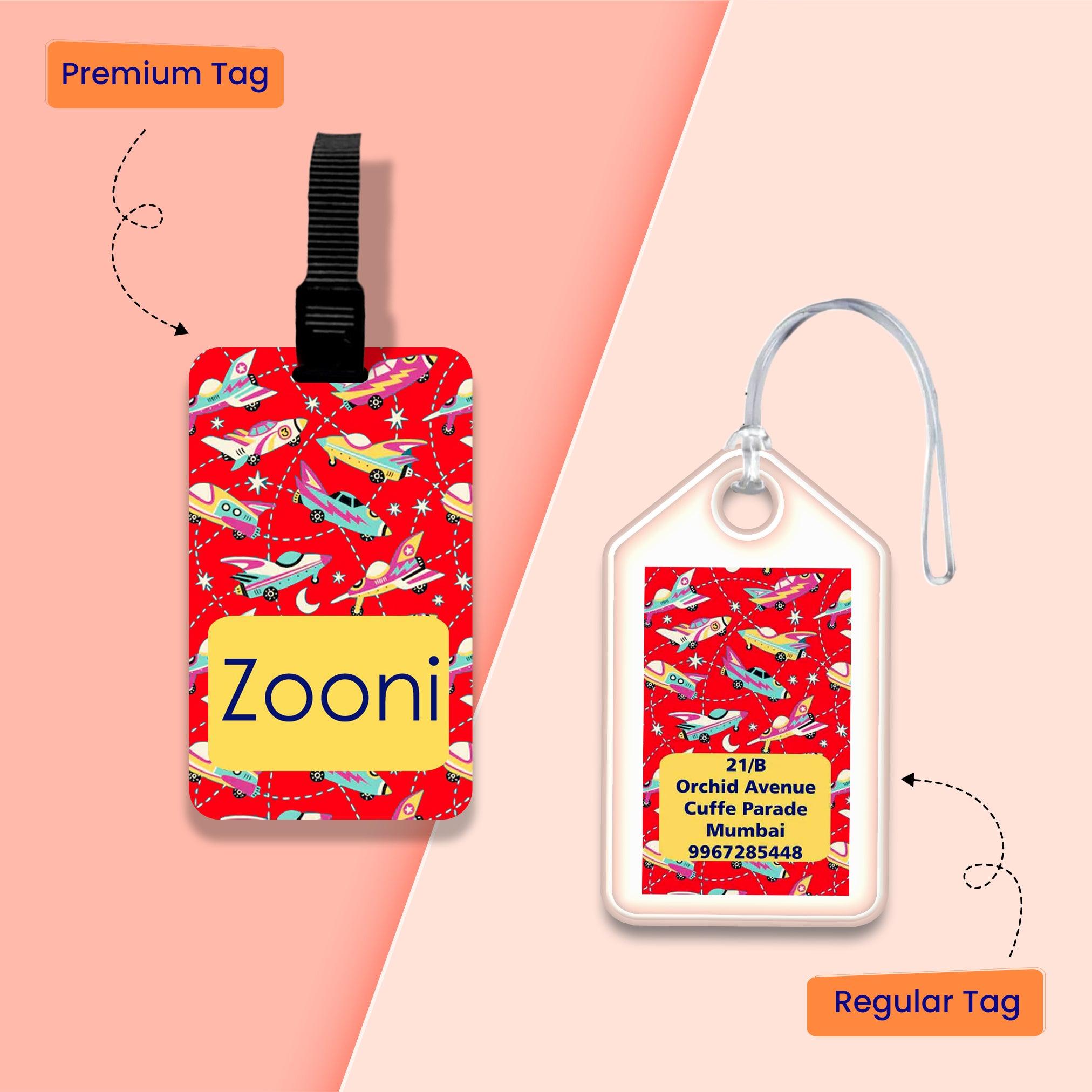 Personalized Bag Tags for Kids - Set of 5 - Airplane Design