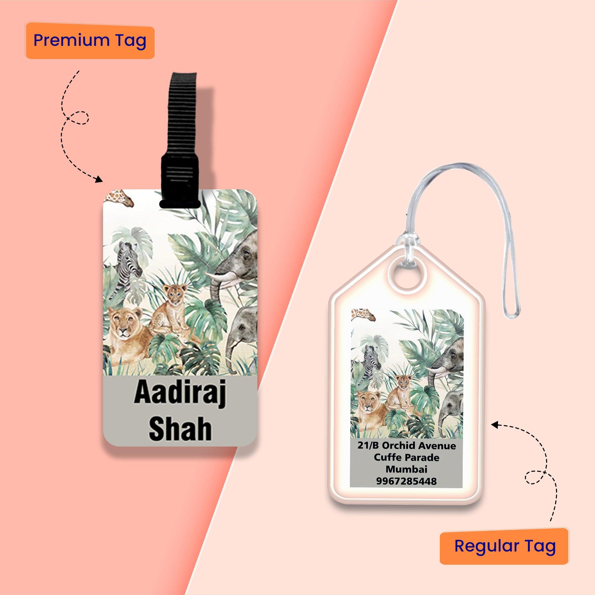 Personalized Bag Tags for Kids - Set of 5 - Animals Design