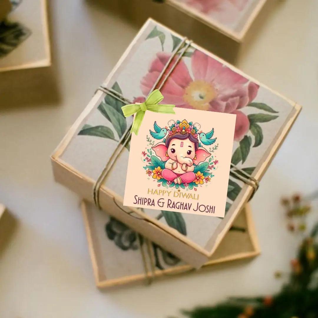 Assorted Happy Diwali Gift Tags/ Gift Stickers - Baby Ganesha - Set of 16 pieces Chatterbox Labels