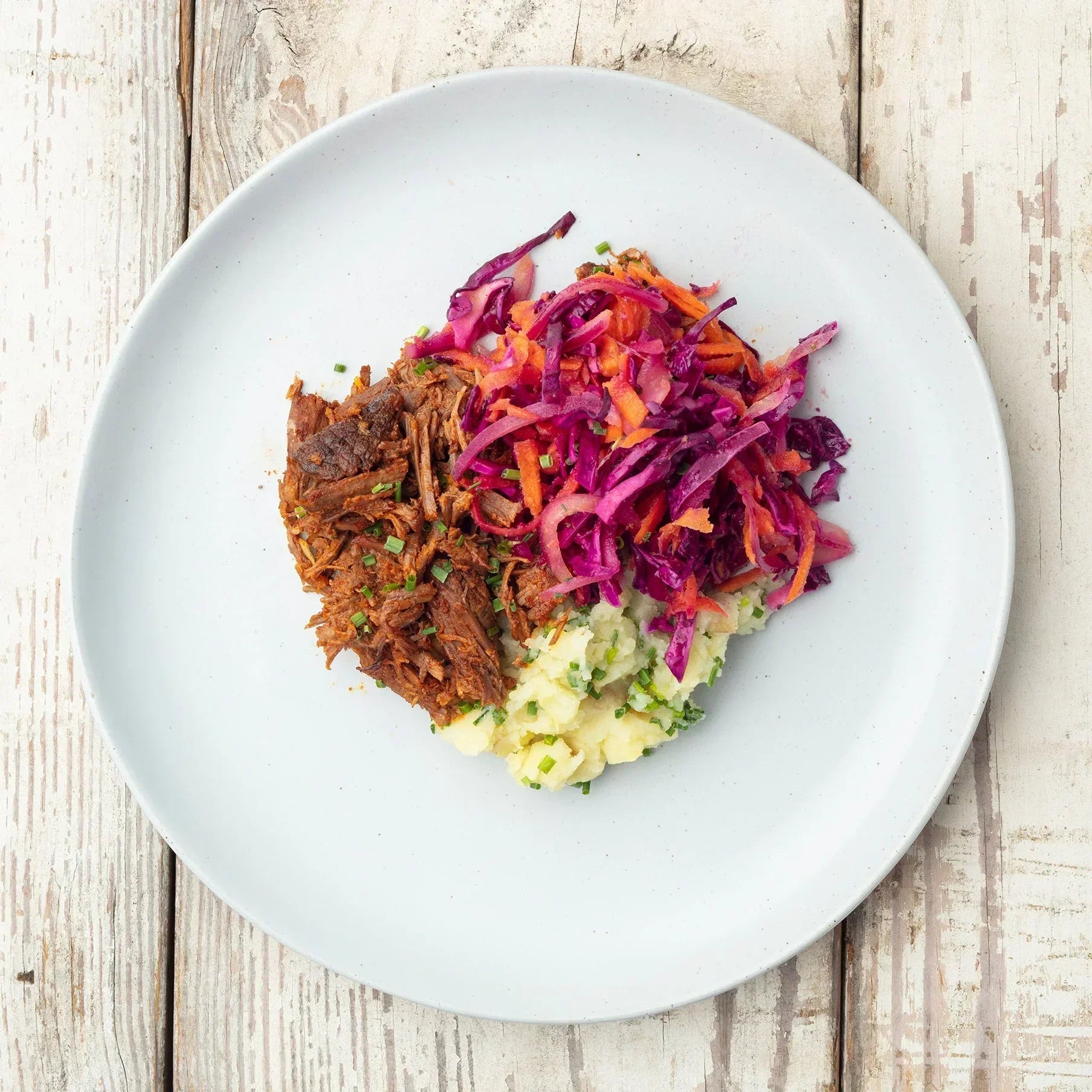BBQ Short Ribs with Cabbage Slaw & Chive Mashed Potatoes