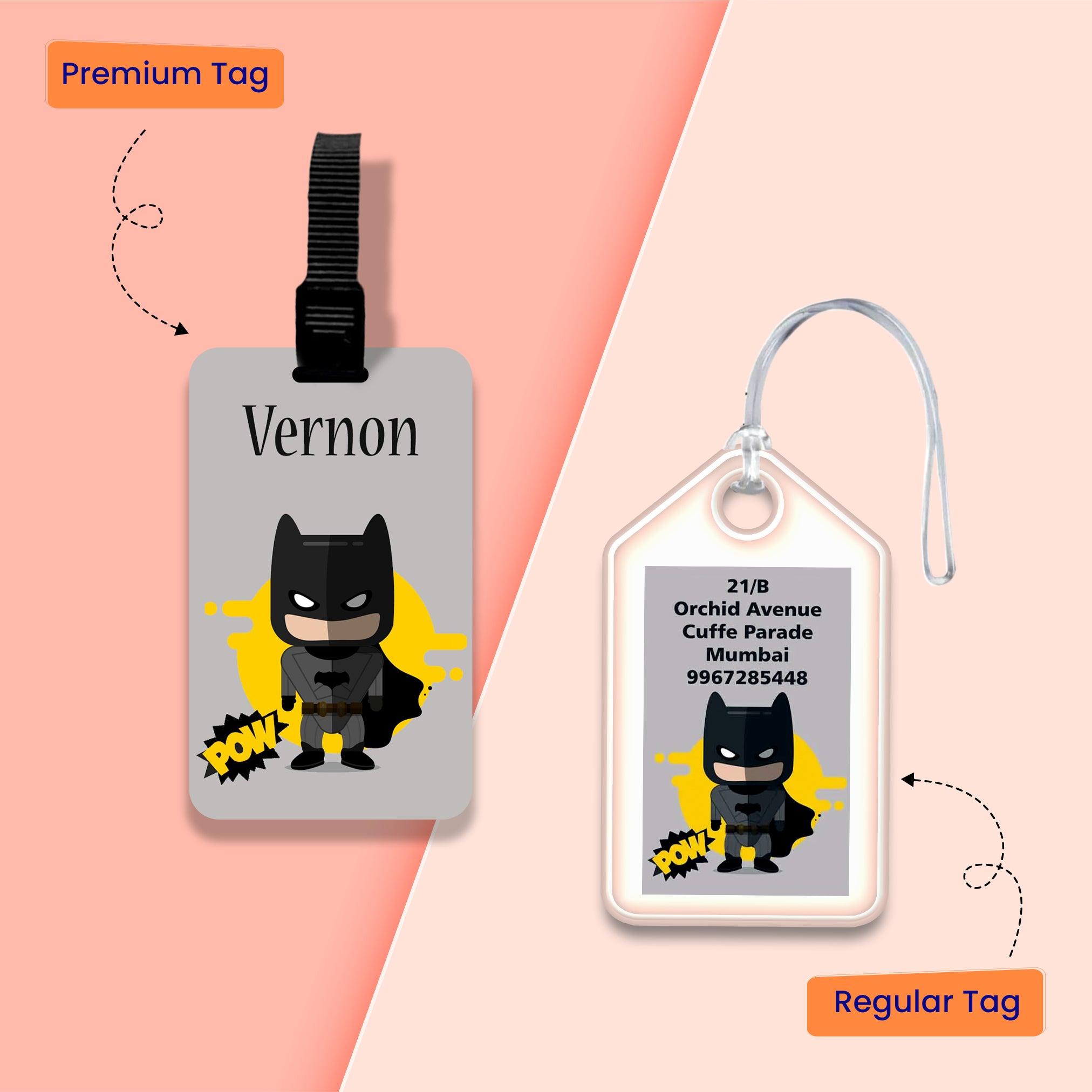 Personalized Bag Tags for Kids - Set of 5 - Batman Design