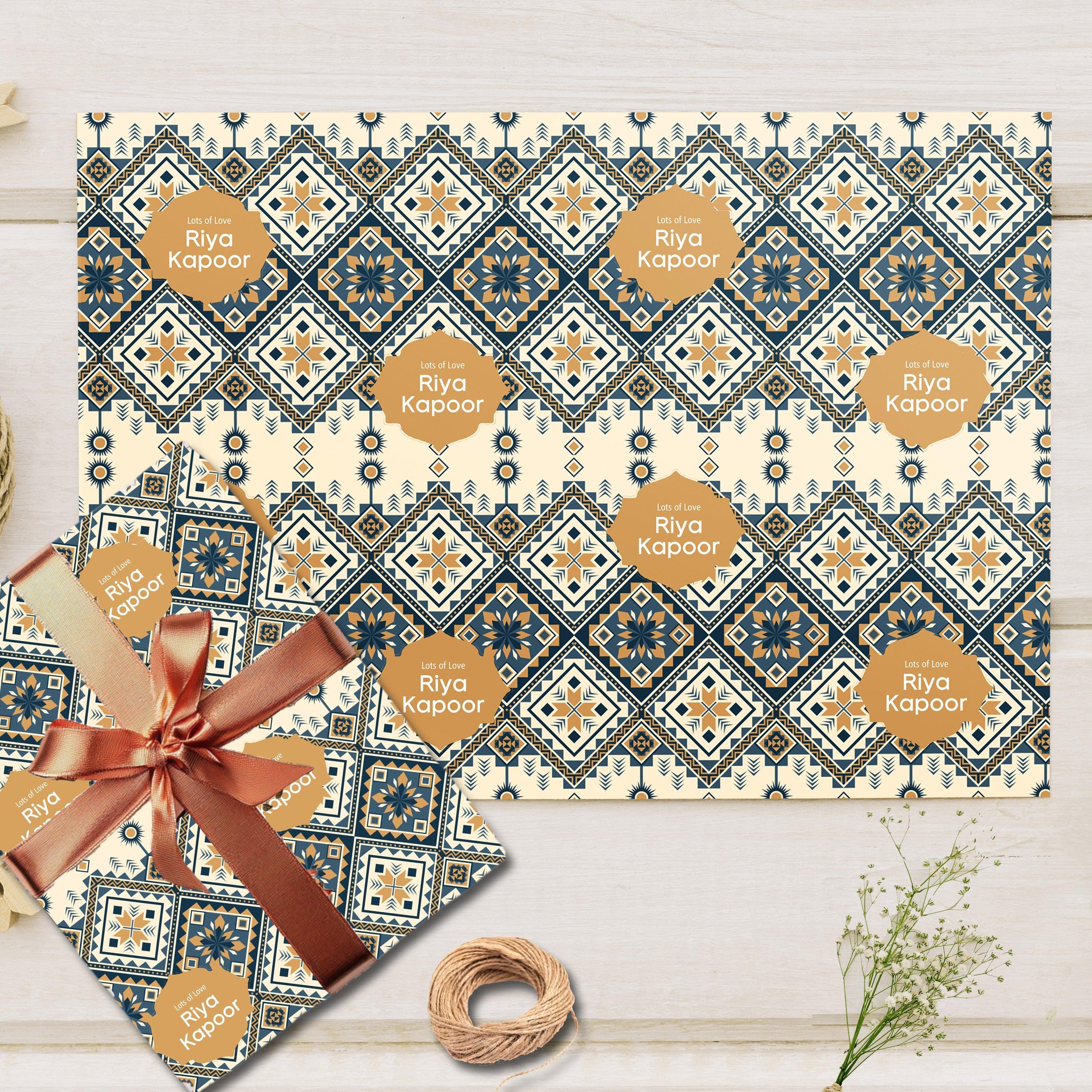 Custom Gift Wrapping Paper - Blue Mosaic Design