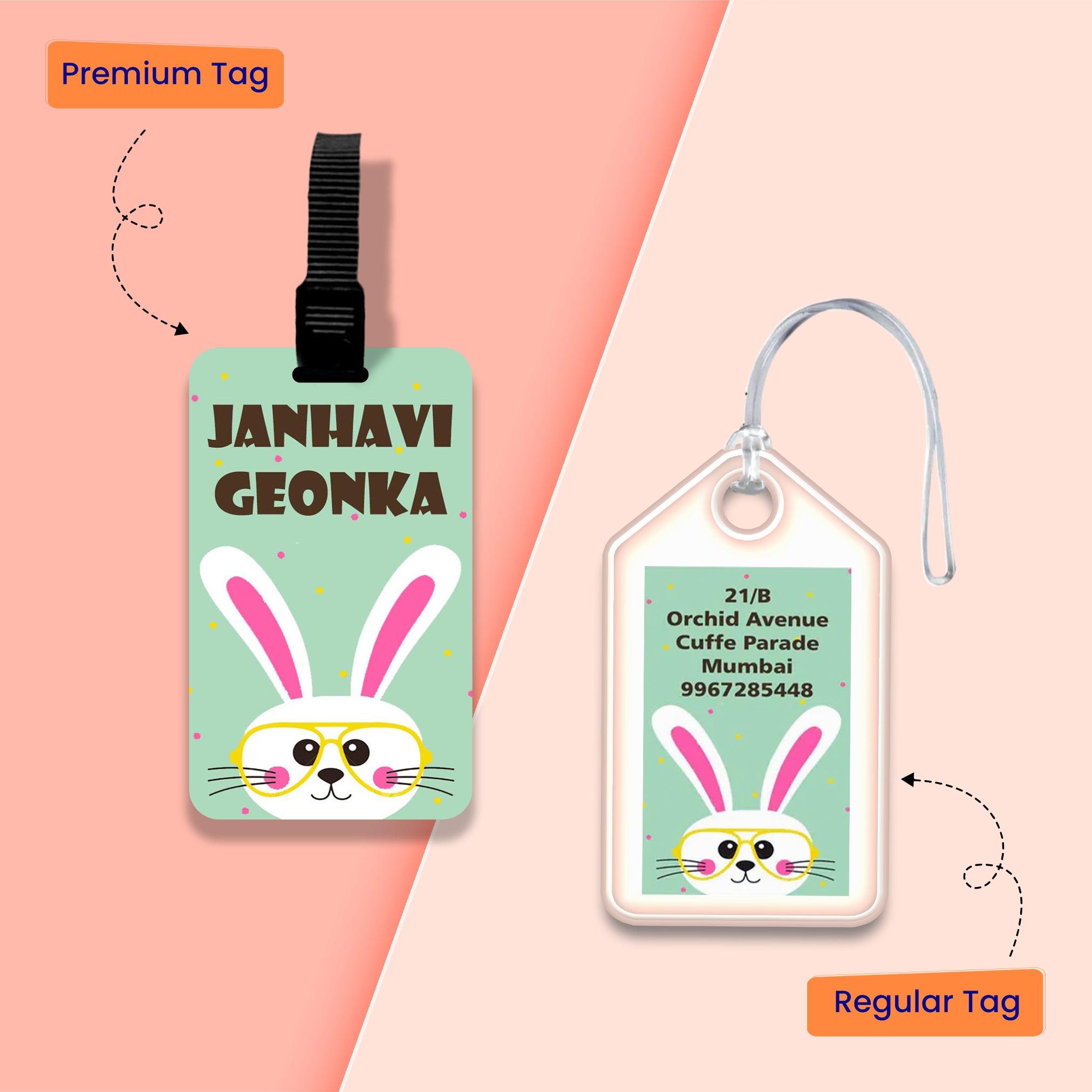 Personalized Bag Tags for Kids - Set of 5 - Bunny Design