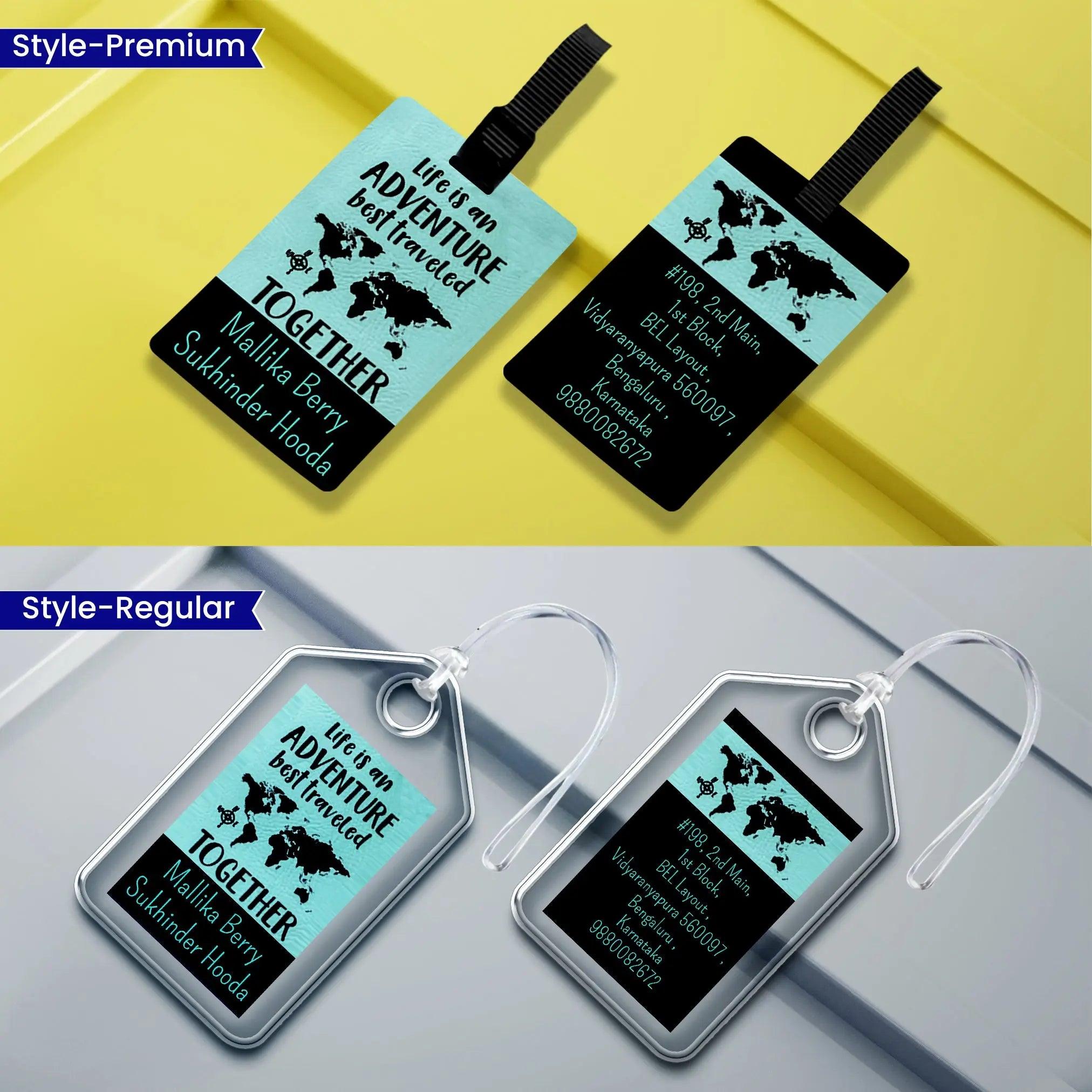 Custom Luggage Tags World Traveler Design - Set of 5 Chatterbox Labels
