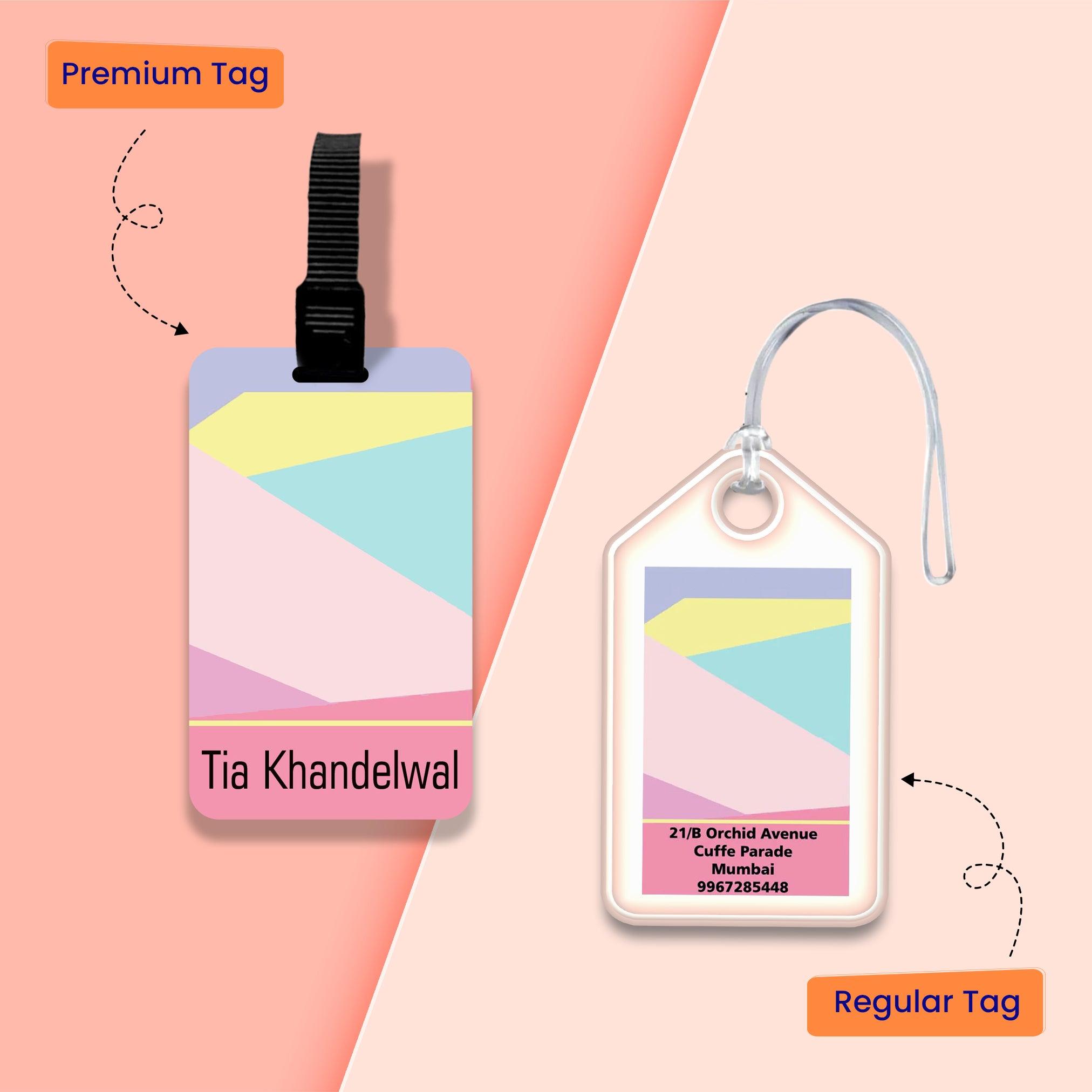 Personalized Bag Tags for Kids - Set of 5 - Geometric design