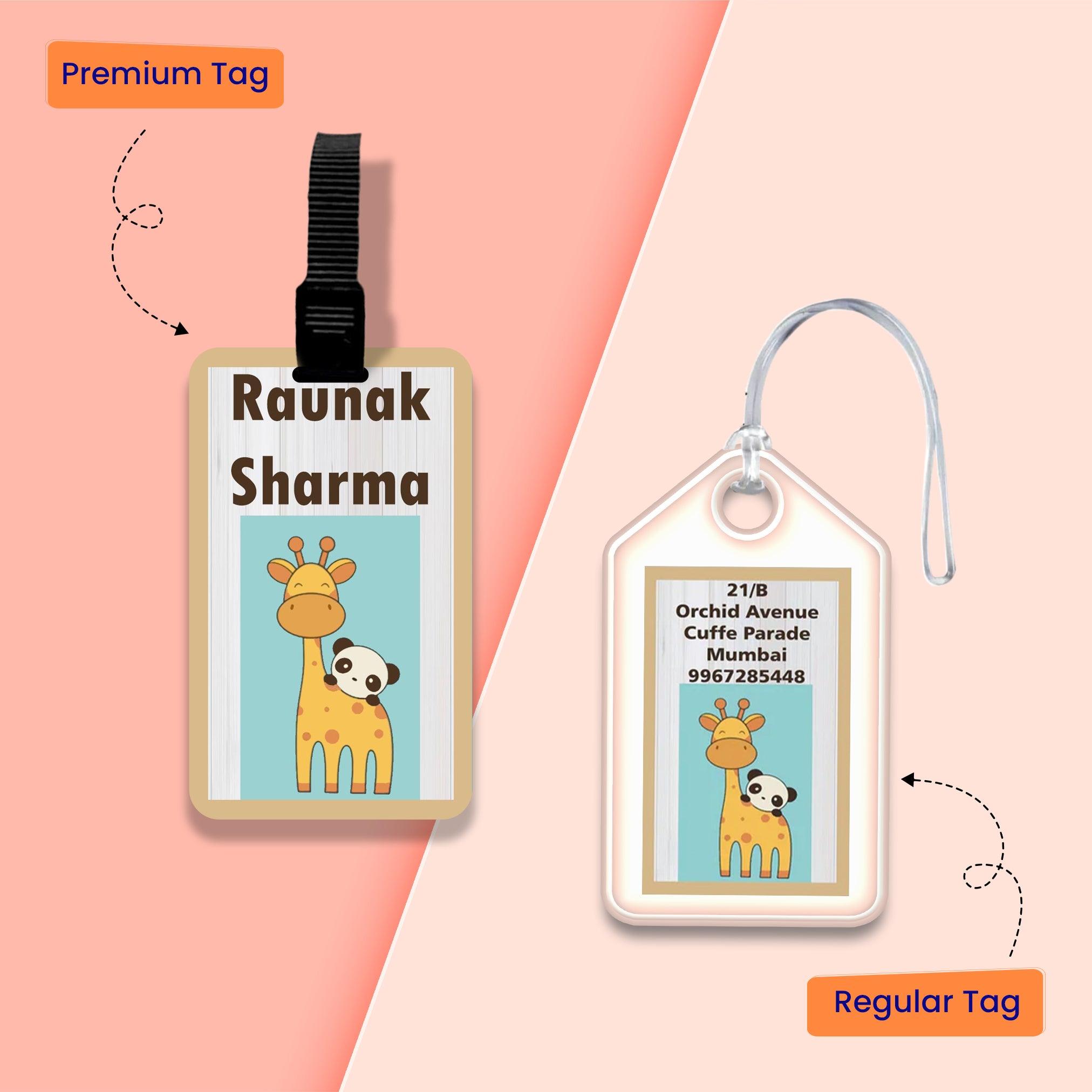 Personalized Bag Tags for Kids - Set of 5 - Giraffe Design