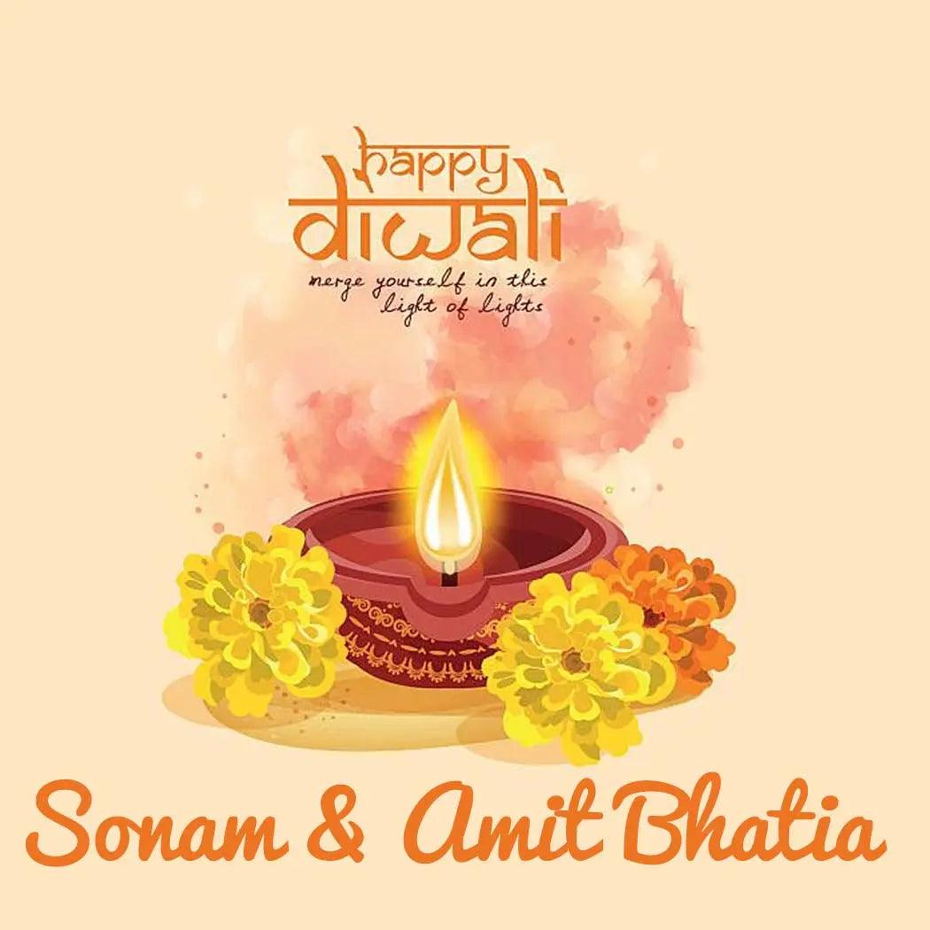 Happy Diwali Gift Tags/Gift Stickers - Marigold Diwali Chatterbox Labels