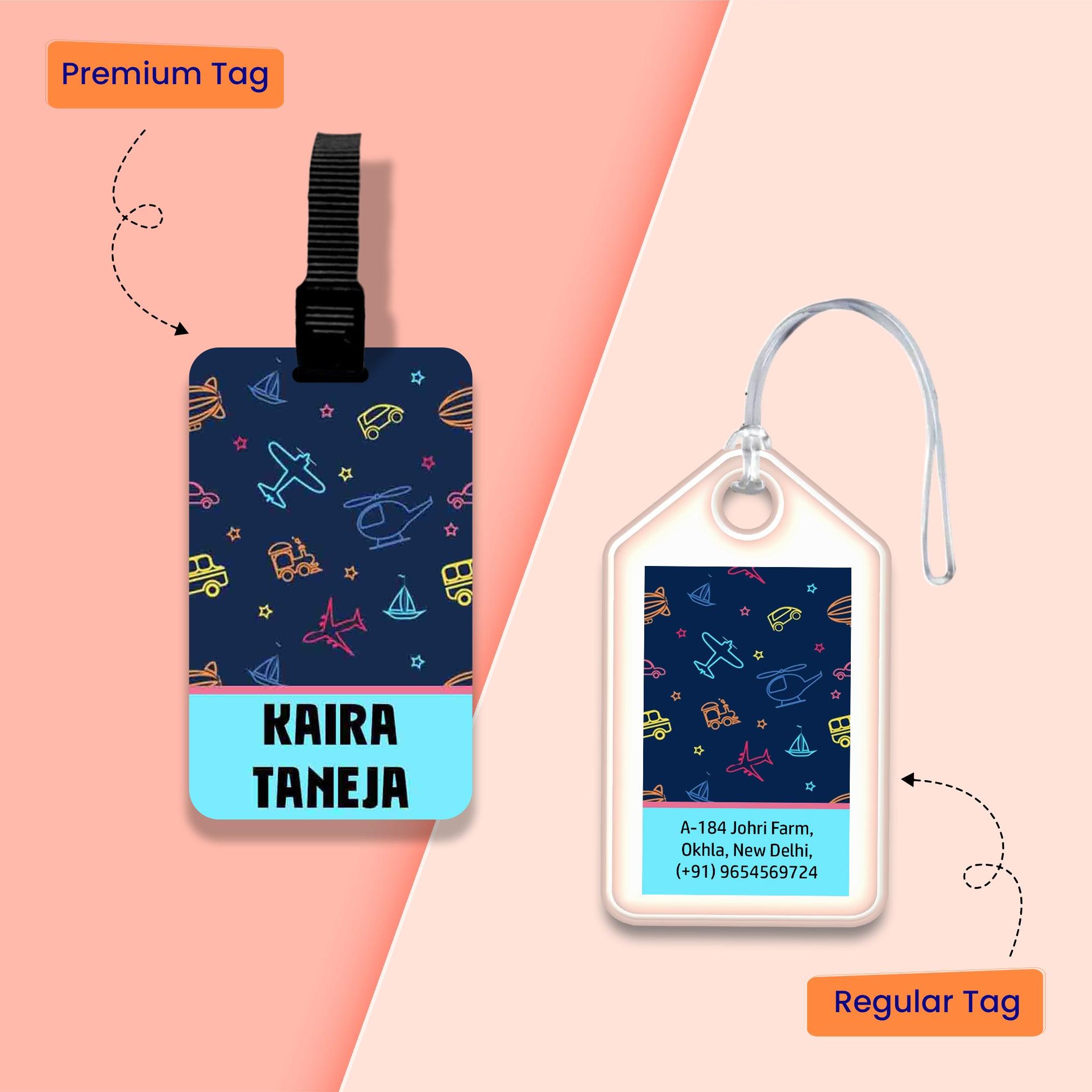 Personalized Bag Tags for Kids - Set of 5 - Helicopter Design