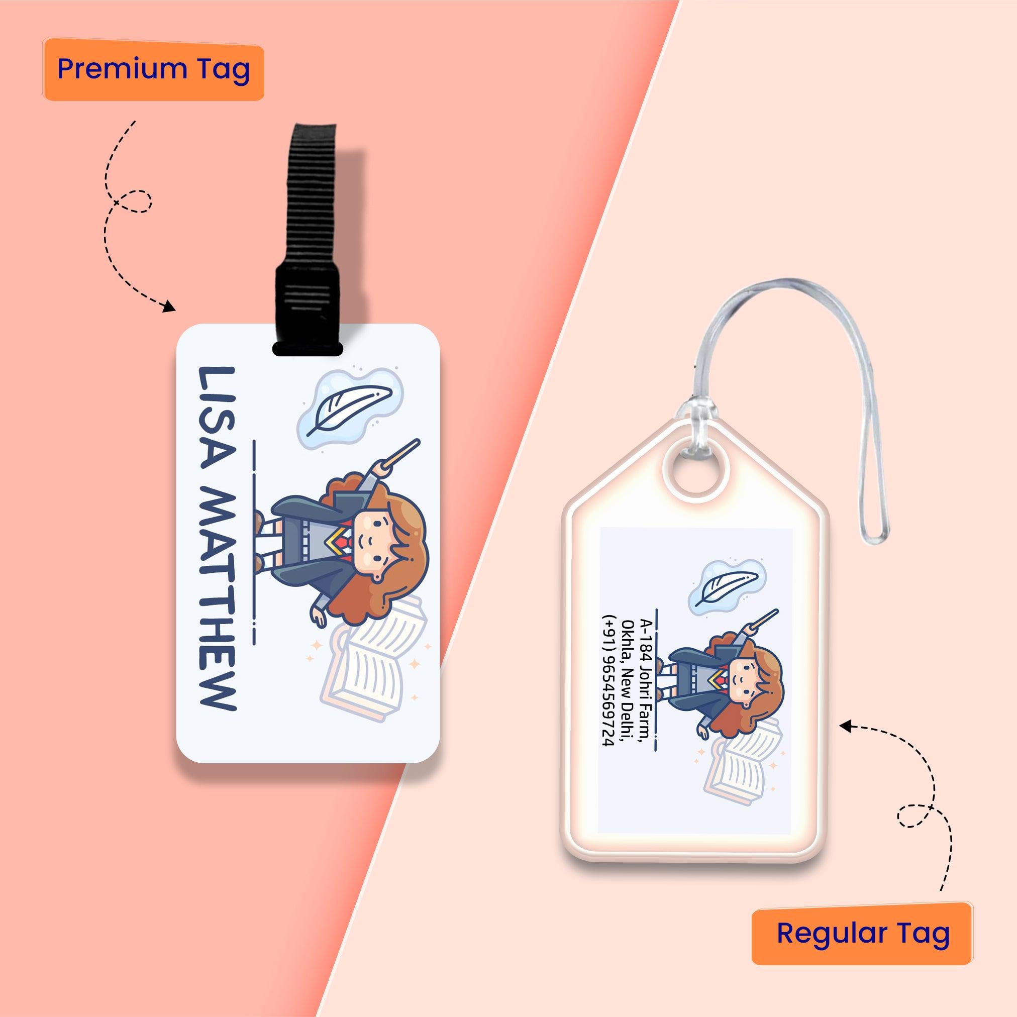 Personalized Bag Tags for Kids - Set of 5 - Hermoine Design