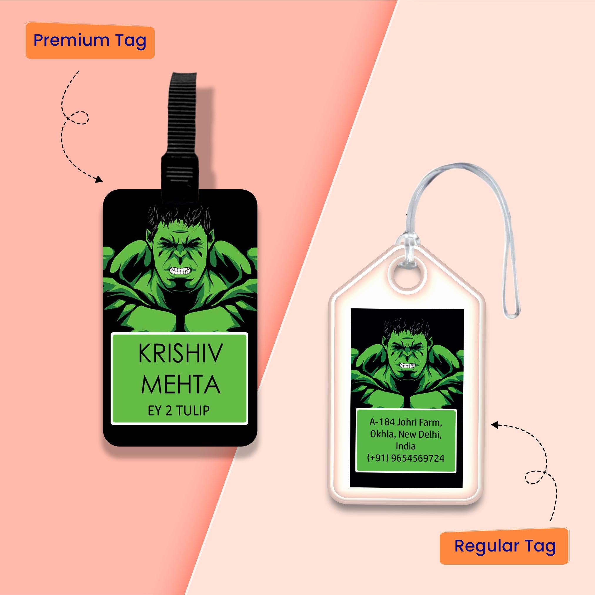 Personalized Bag Tags for Kids - Set of 5 - Hulk Design