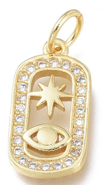CZ Oval Star and Eye Charm