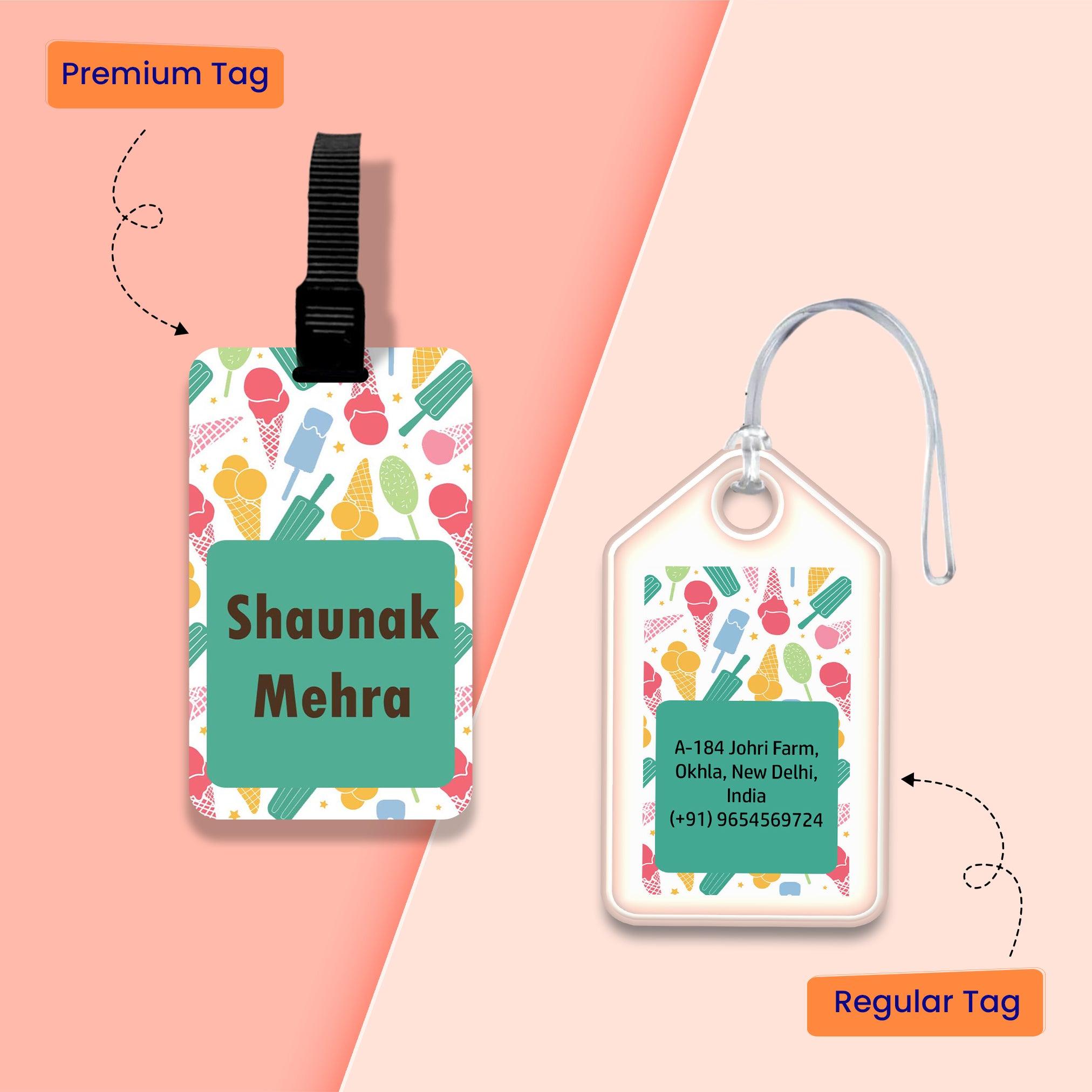 Personalized Bag Tags for Kids - Set of 5 - Ice Cream Design
