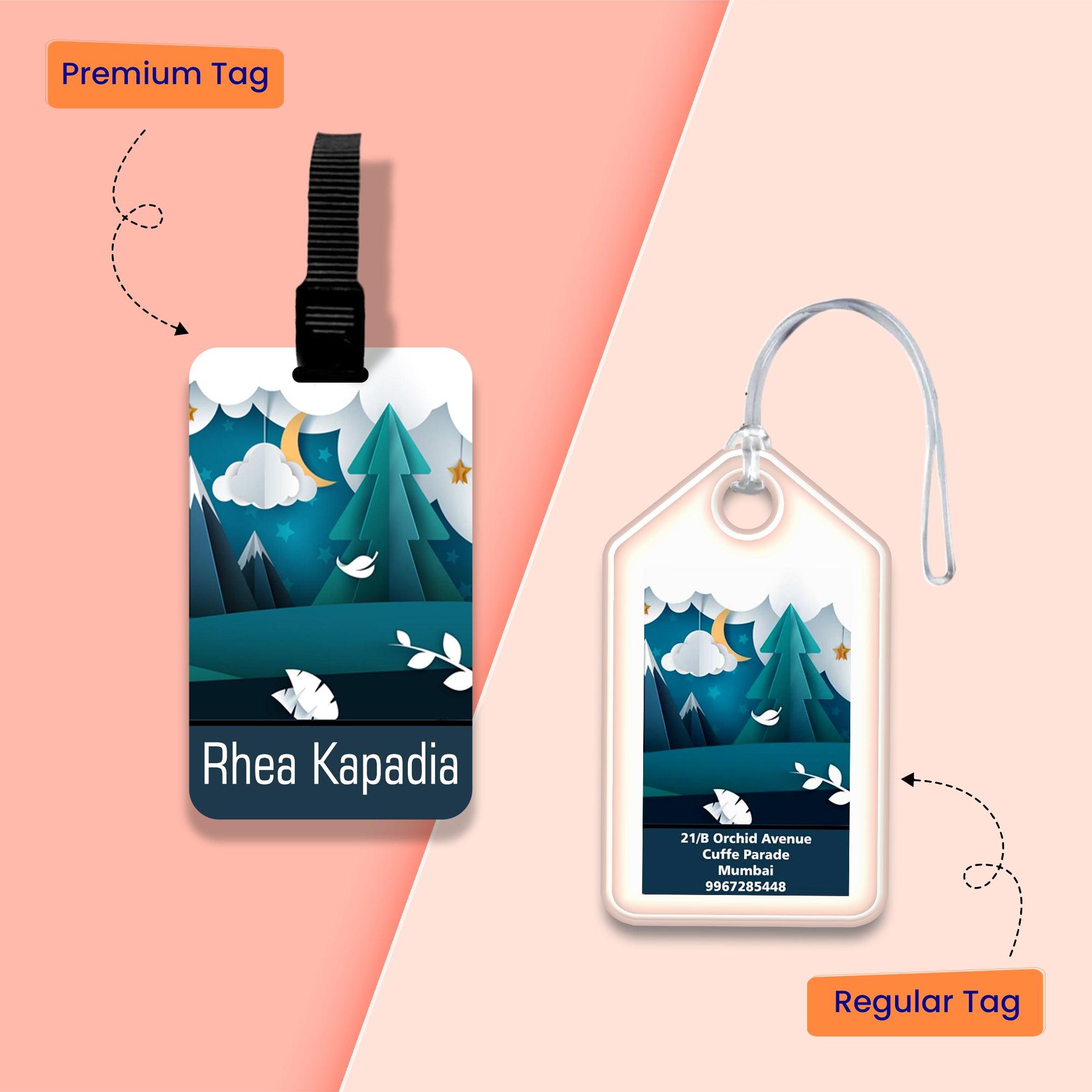 Personalized Bag Tags for Kids - Set of 5 - Ice Mountains design