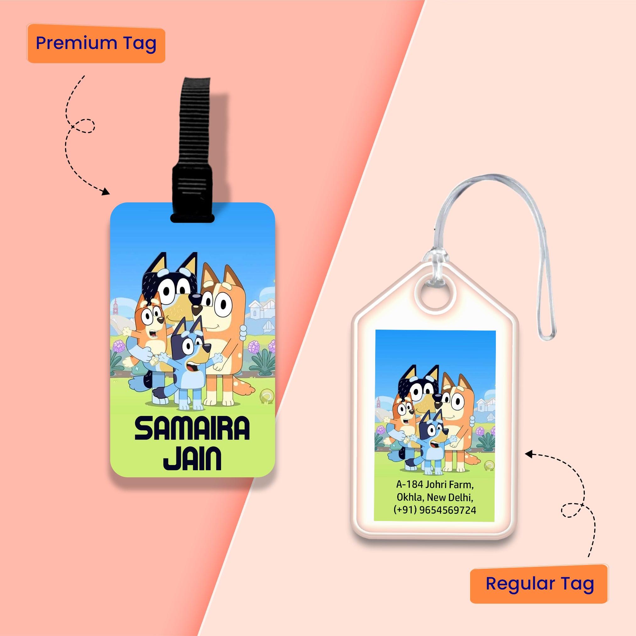 Personalized Bag Tags for Kids - Set of 5 - Bluey Design