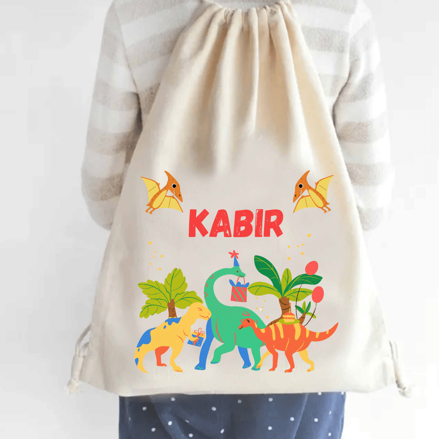 Custom Drawstring Bag - Jurassic Joyride Chatterbox Labels