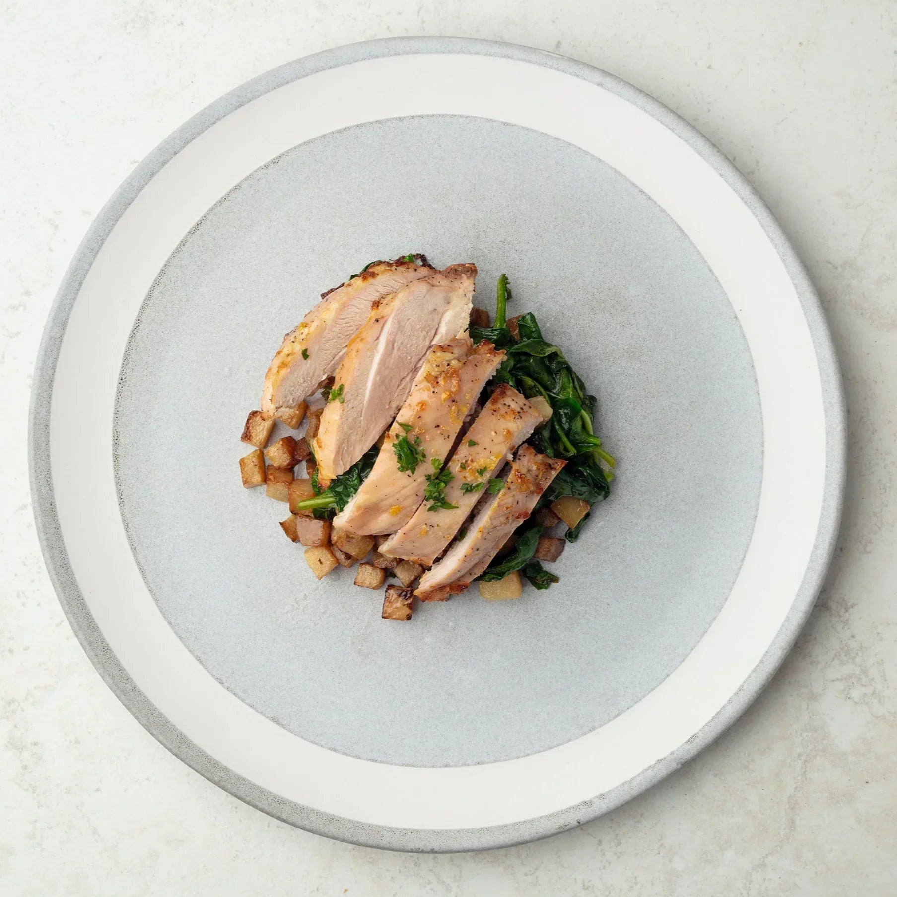 Lemon Chicken with Sauteéd Spinach & Roasted Rutabaga
