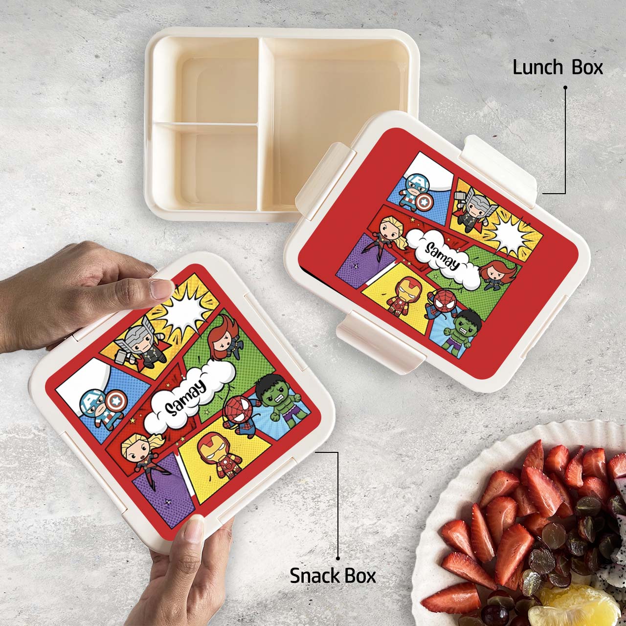 Custom Snack Box & Lunch Box for kids - Superhero Theme