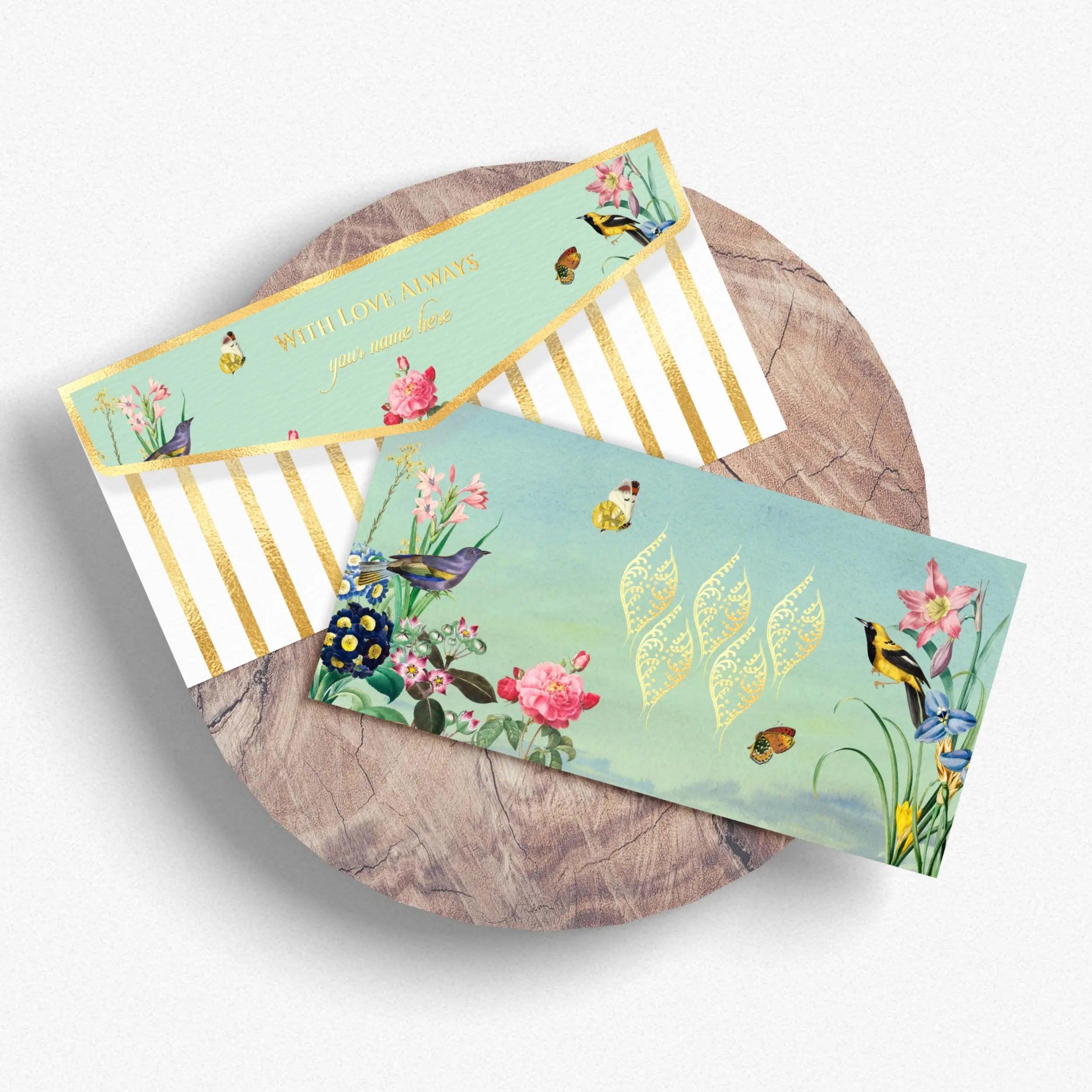 Luxe Money Envelopes -Birdsong Blossoms- Set of 20 Chatterbox Labels