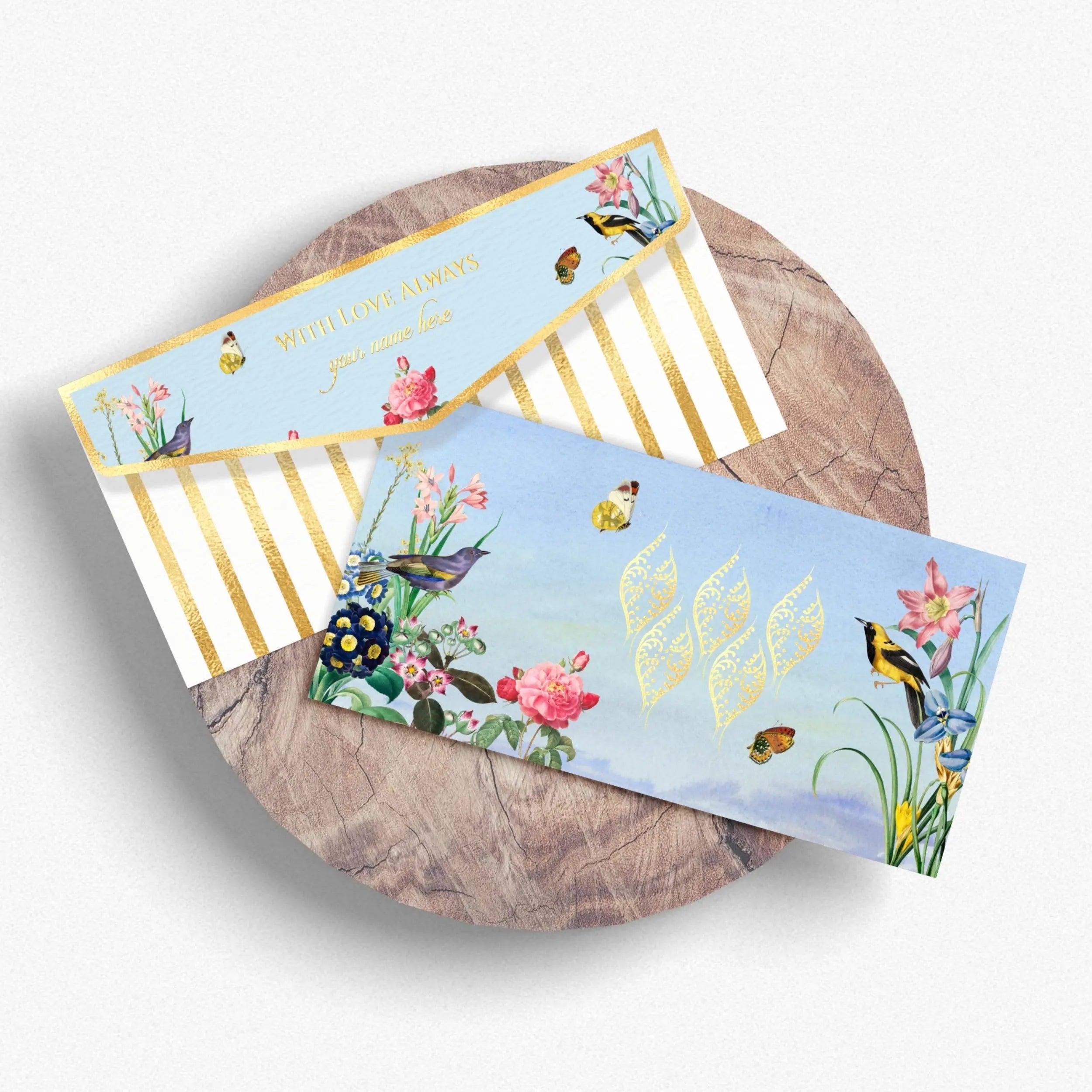 Luxe Money Envelopes -Birdsong Blossoms- Set of 20 Chatterbox Labels