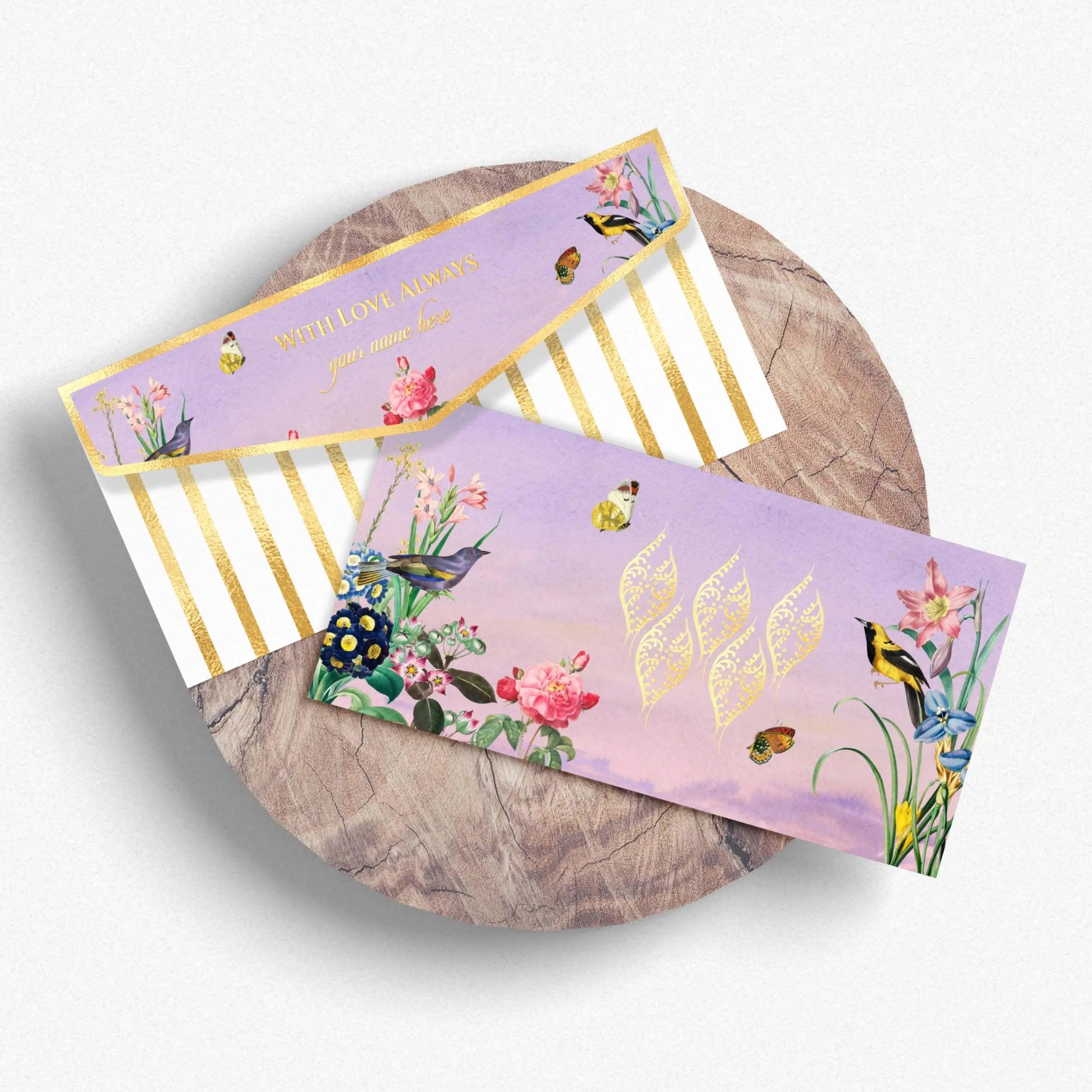 Luxe Money Envelopes -Birdsong Blossoms- Set of 20 Chatterbox Labels
