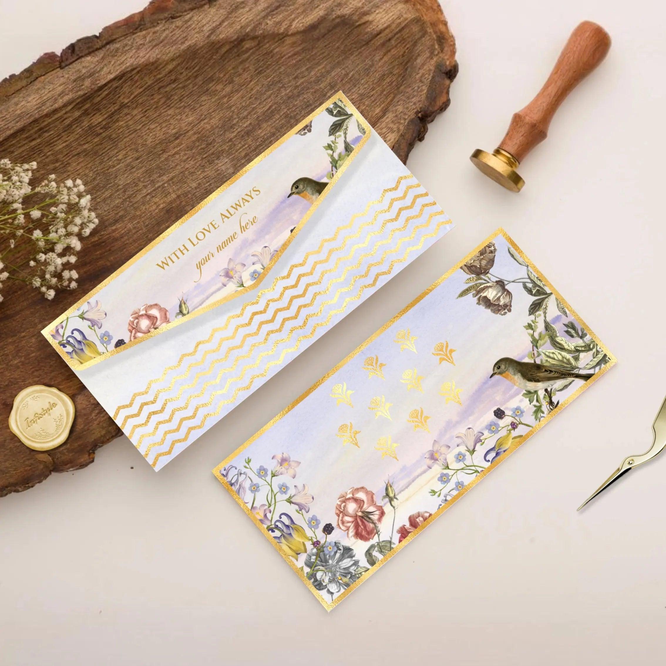 Luxe Money Envelopes -Birdsong Blossoms- Set of 20 Chatterbox Labels