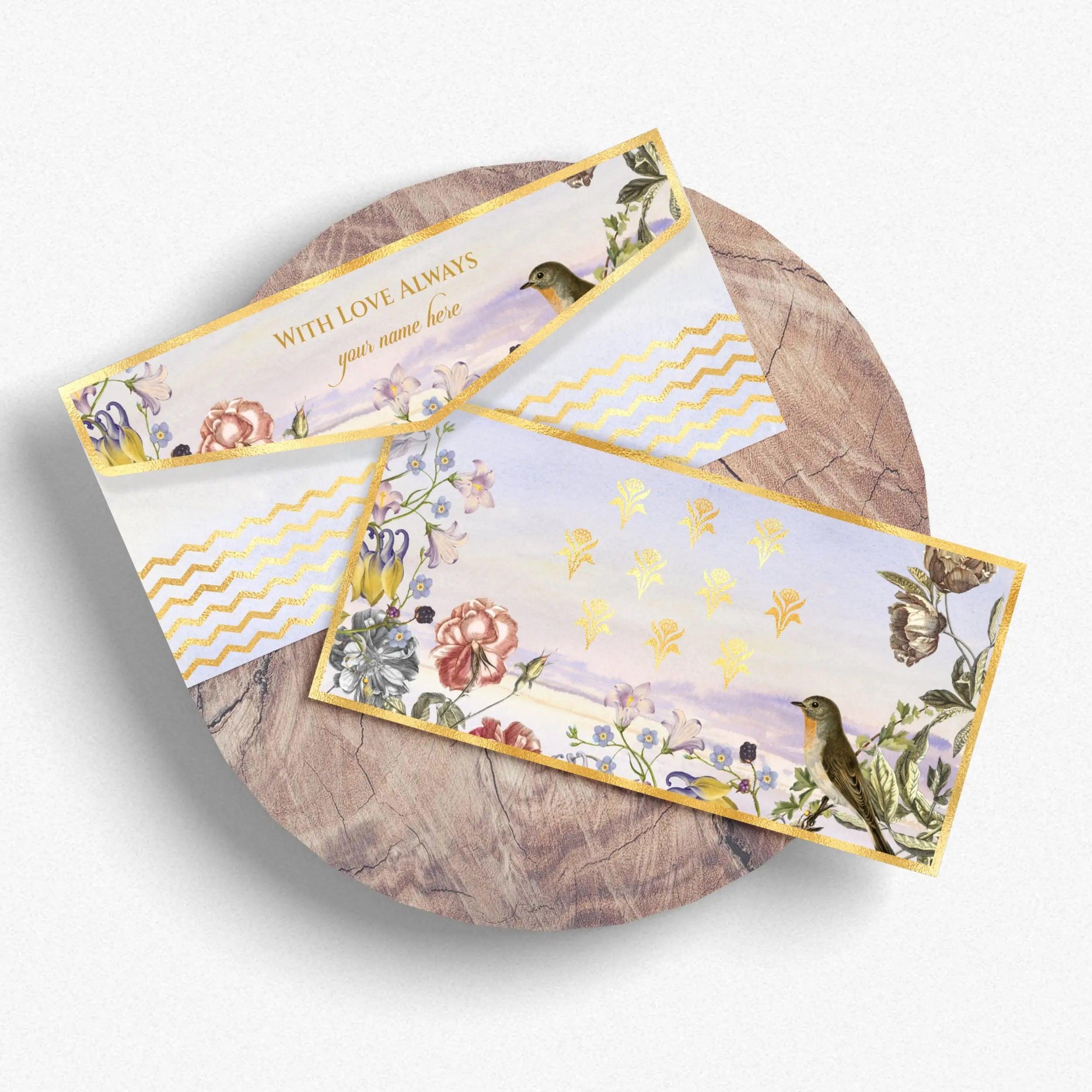 Luxe Money Envelopes -Birdsong Blossoms- Set of 20 Chatterbox Labels