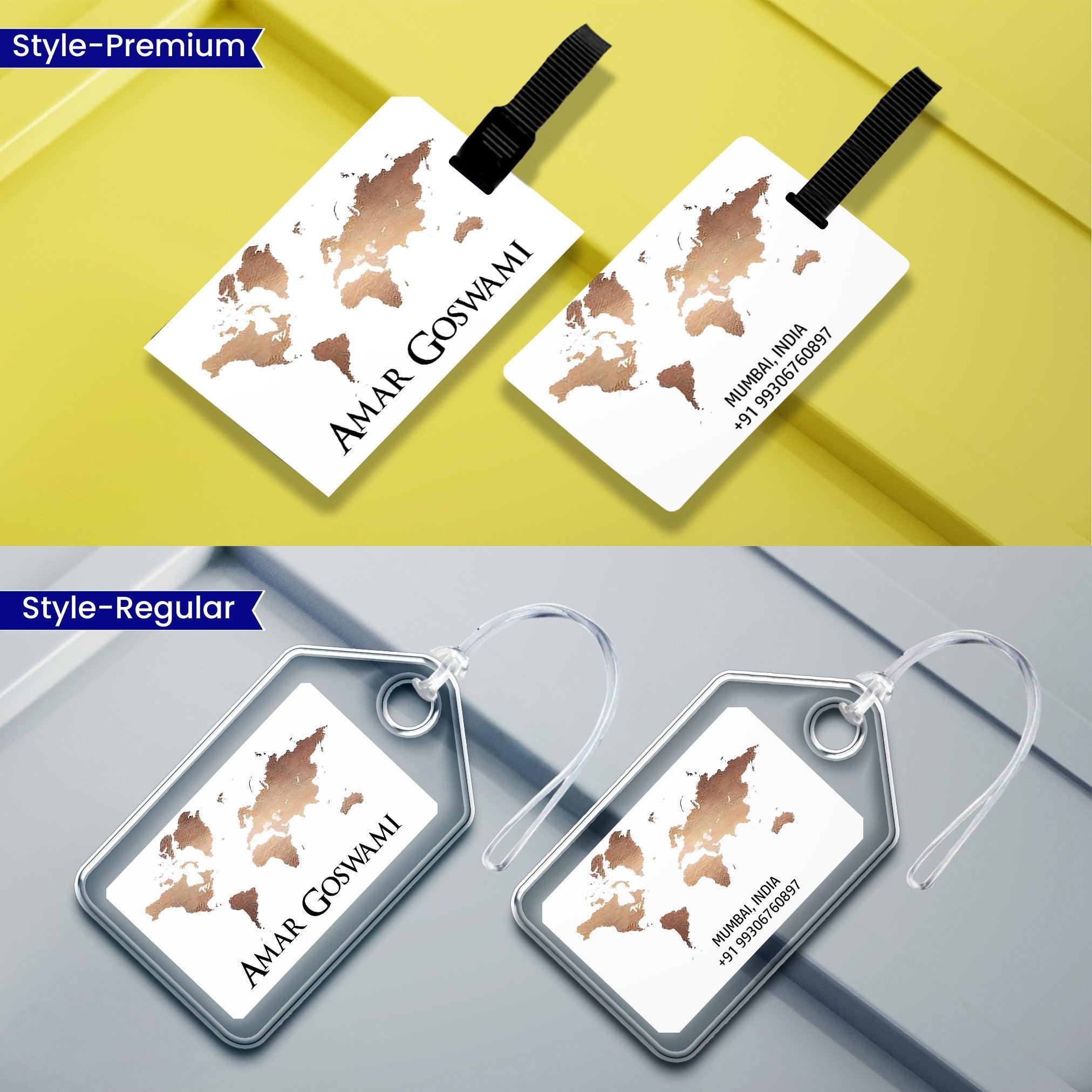 Personalized Luggage Tags - Golden Globe Design
