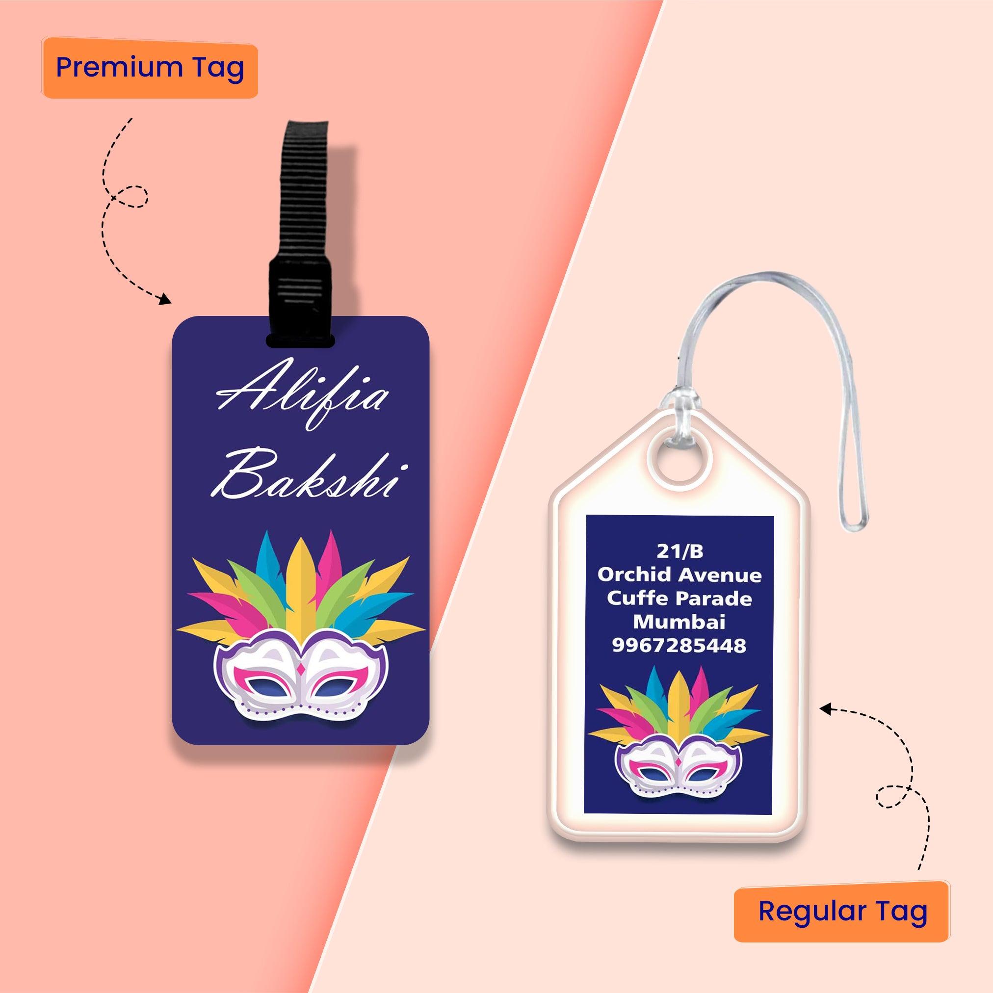 Personalized Bag Tags for Kids - Set of 5 - Masquerade Design