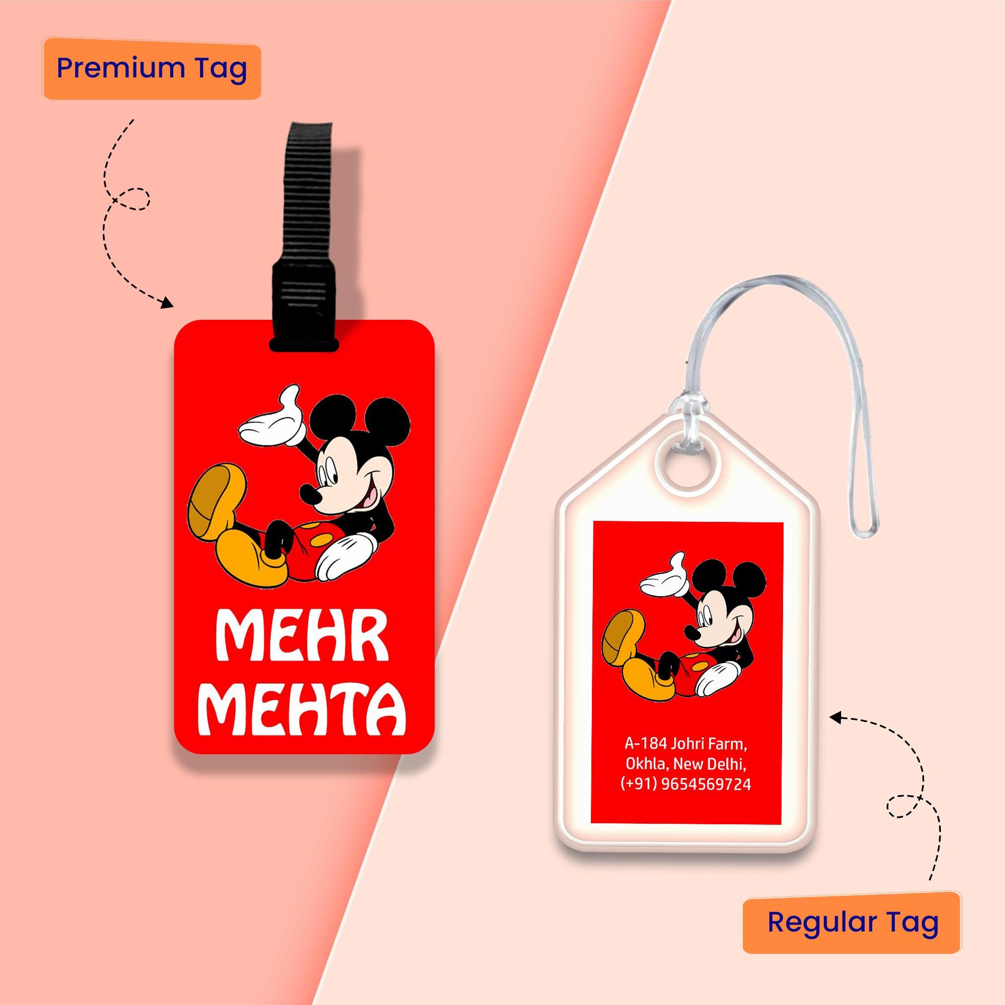 Personalized Bag Tags for Kids - Set of 5 - Mickey Design