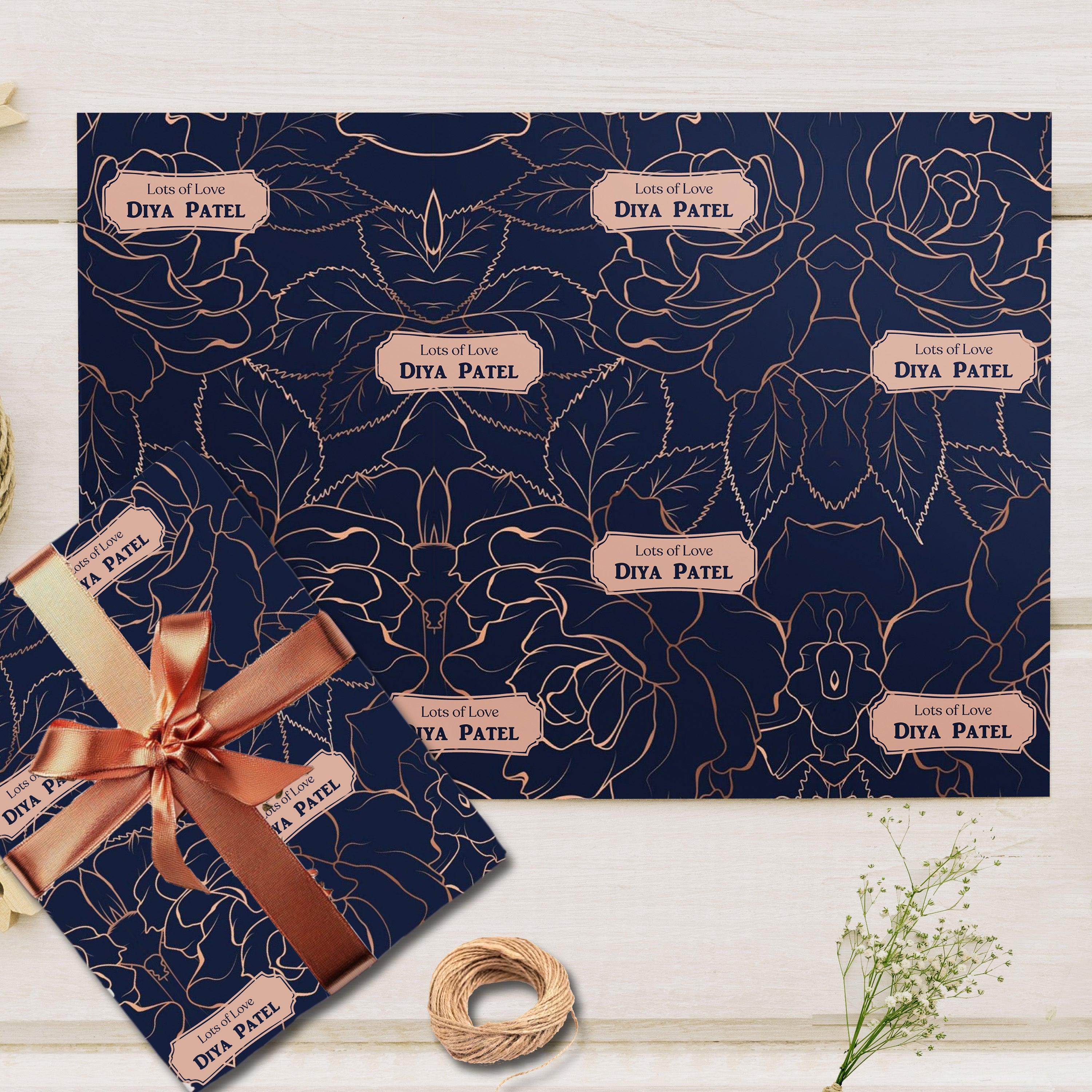 Custom Gift Wrapping Paper - Midnight Bloom Design