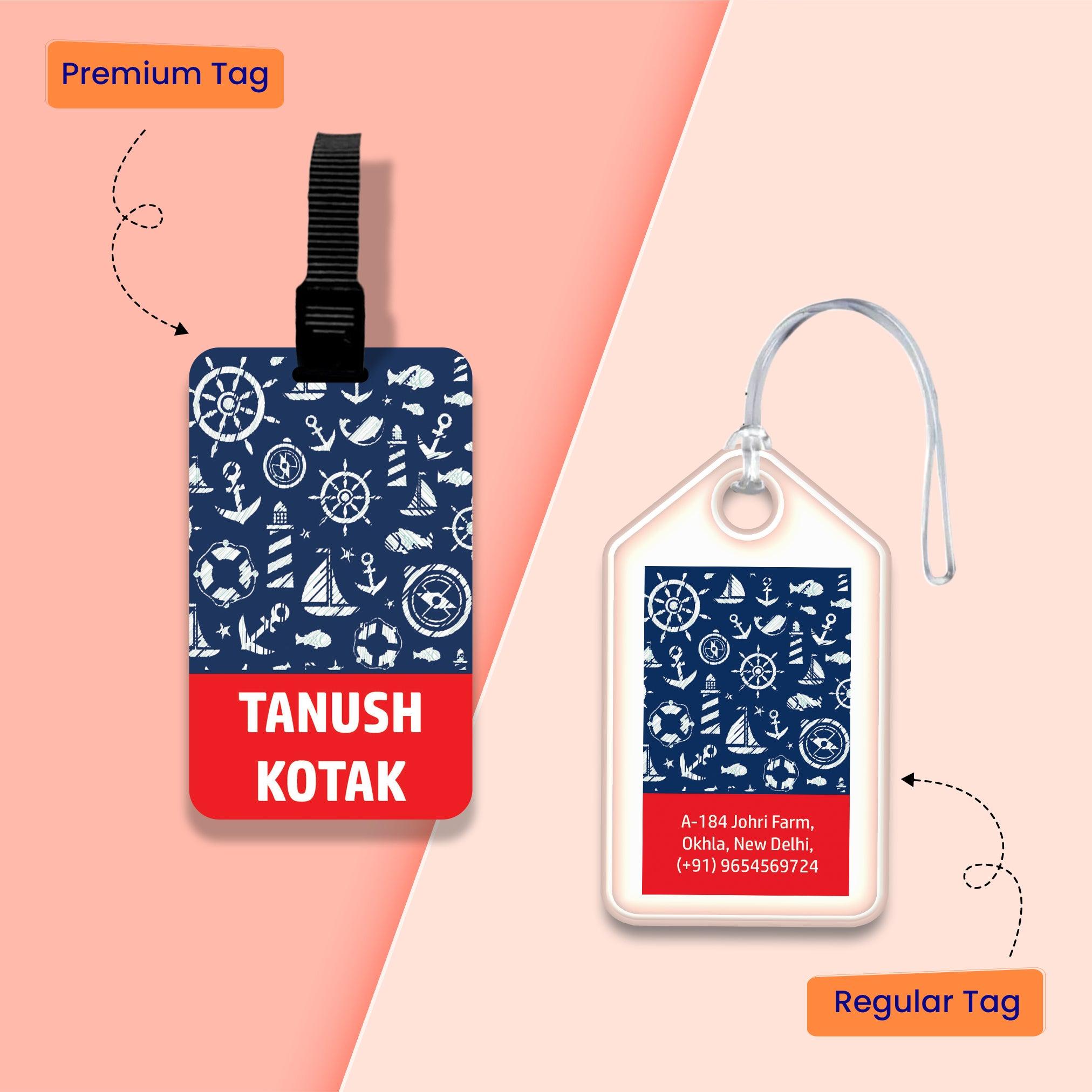 Personalized Bag Tags for Kids - Set of 5 - Nautical Design