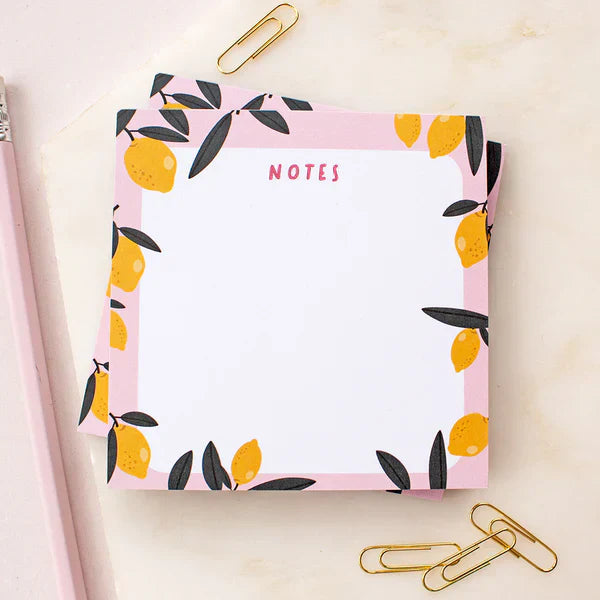 'Notes' Lemon Print Mini Square Desk Pad