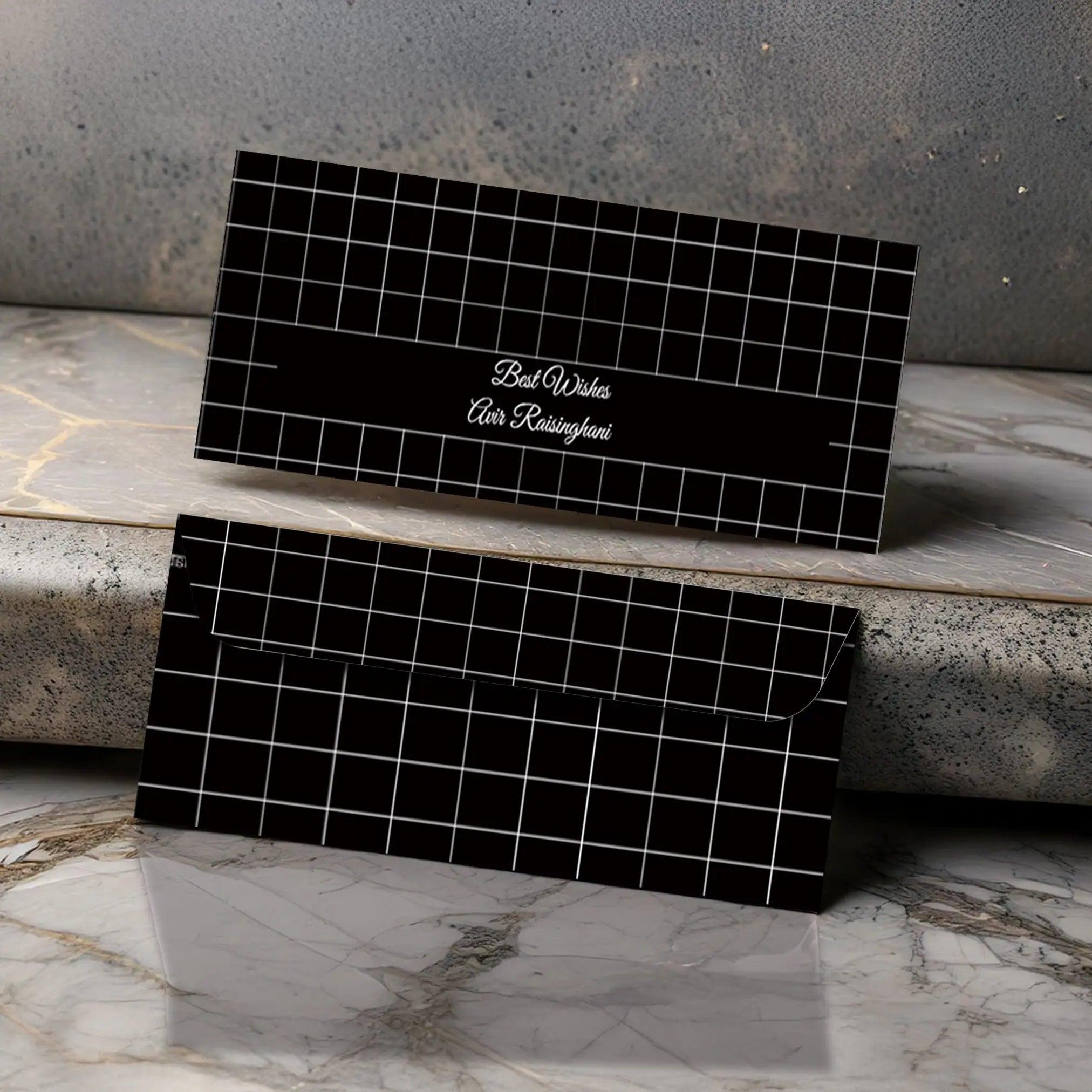 Personalised Money Envelopes - Black Chequered Theme - Set of 20 Chatterbox Labels