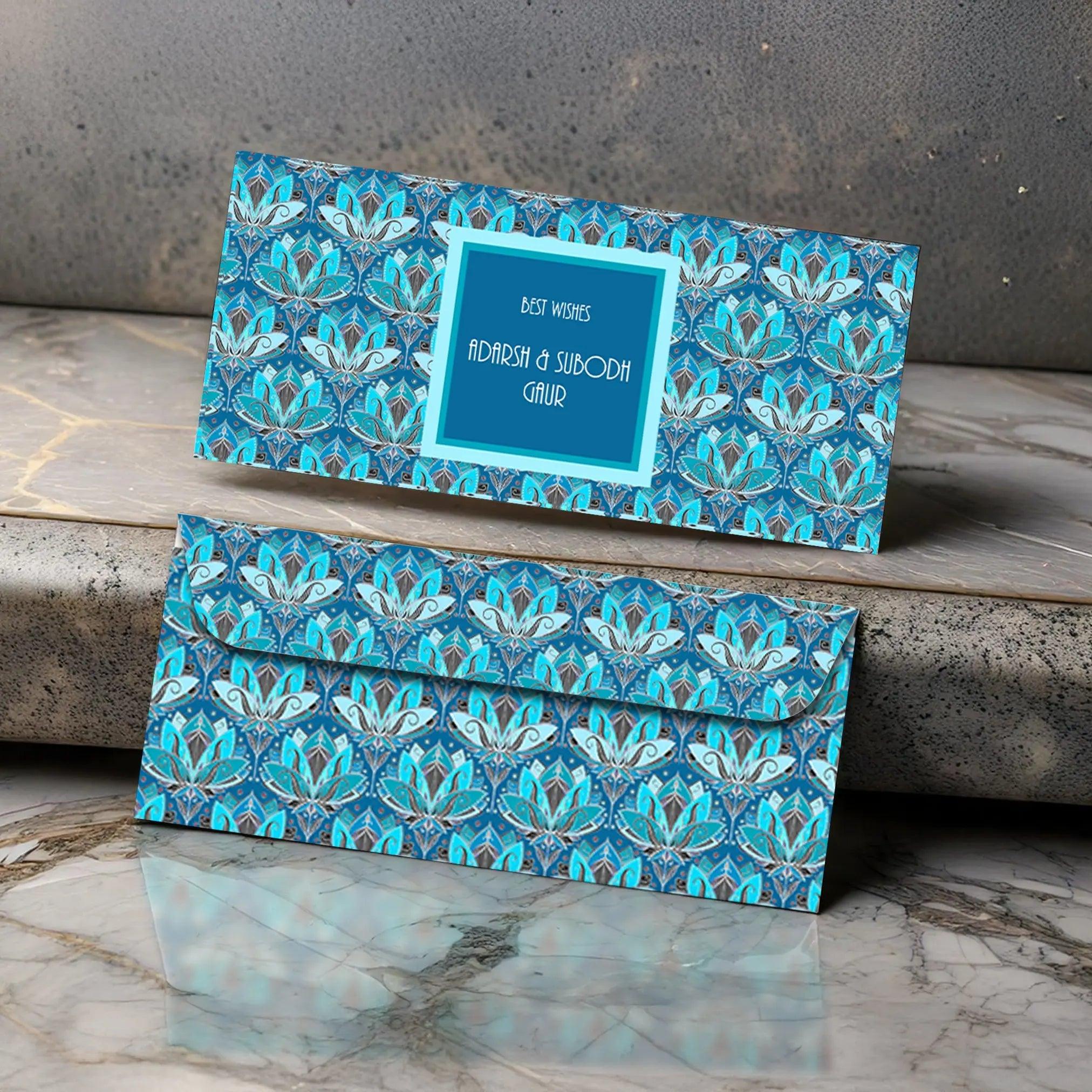 Personalised Money Envelopes - Blue Lotus Theme - Set of 20 Chatterbox Labels